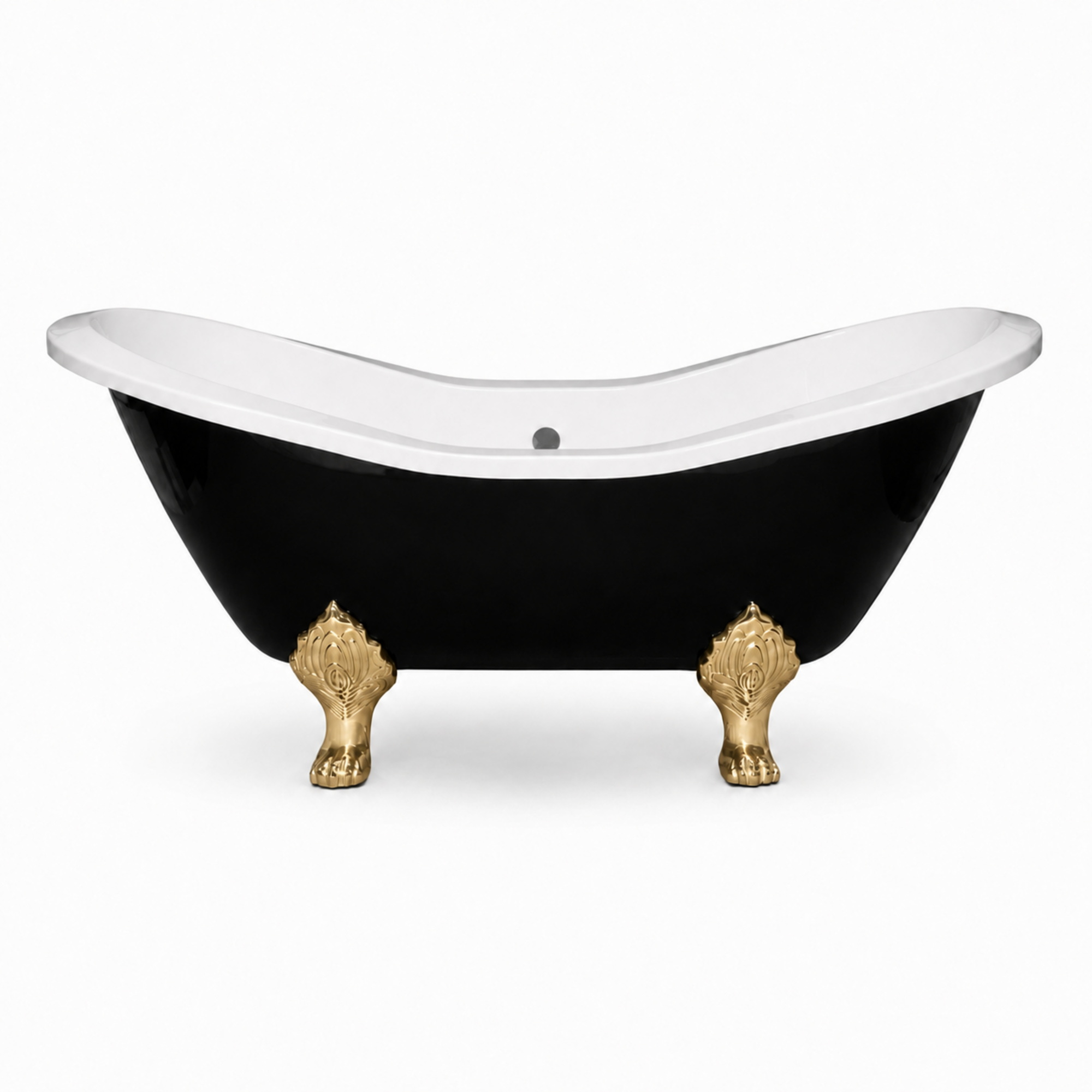 Summit Black & White 6' Slipper Clawfoot Tub P1160 | Strom Living Supercoat Brass - Bathtubs