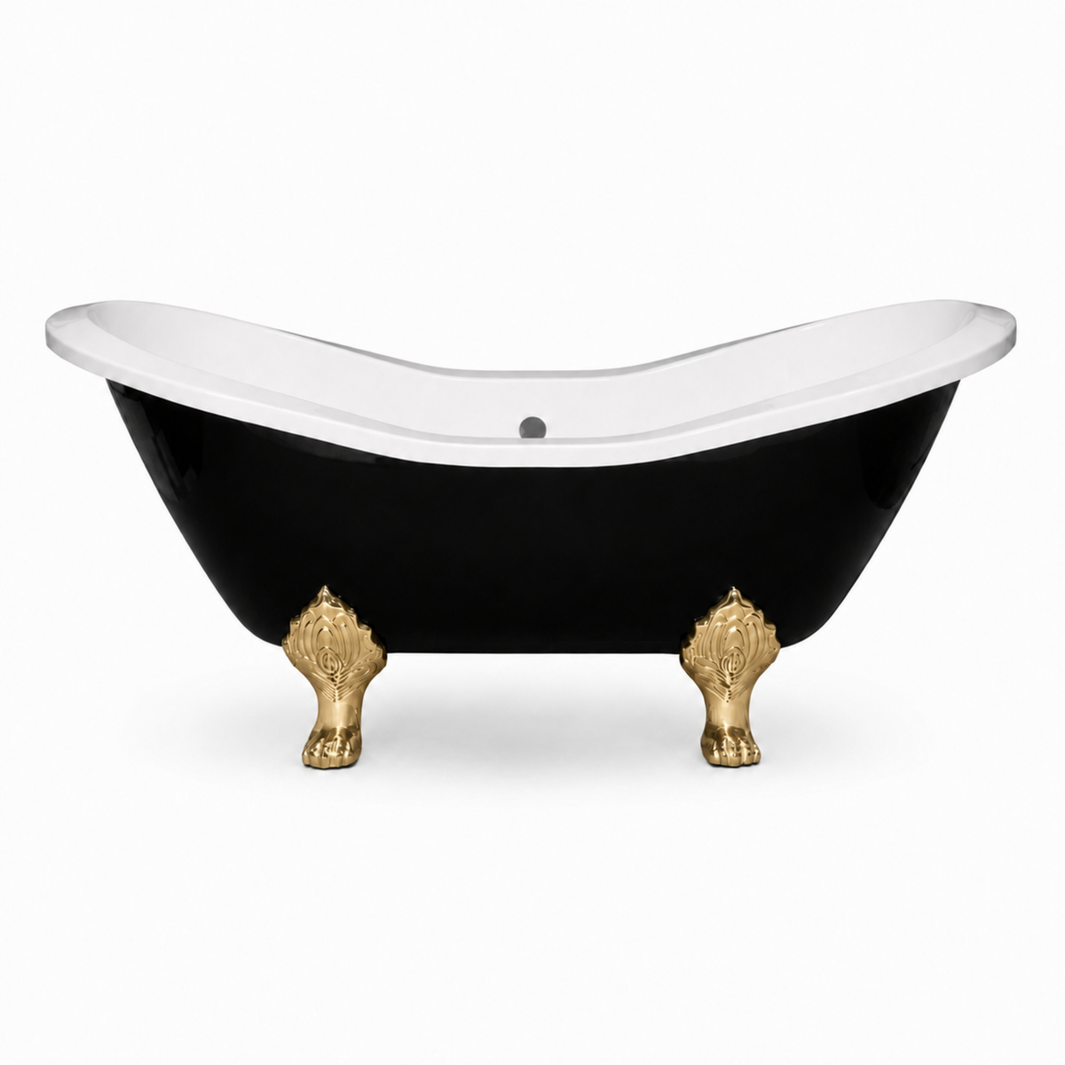 The Summit Black and White 6' Double Slipper Clawfoot Acrylic Tub with 7" Deck Mount Faucet Holes P1159 | Strom Living Without Faucet Holes - Bathtubs