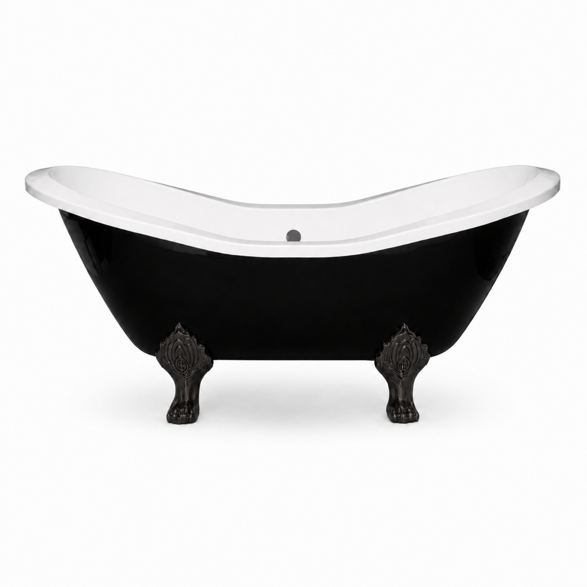 The Summit Black and White 6' Double Slipper Clawfoot Acrylic Tub with 7" Deck Mount Faucet Holes P1159 | Strom Living Oil Rubbed Bronze Without Faucet Holes - Bathtubs