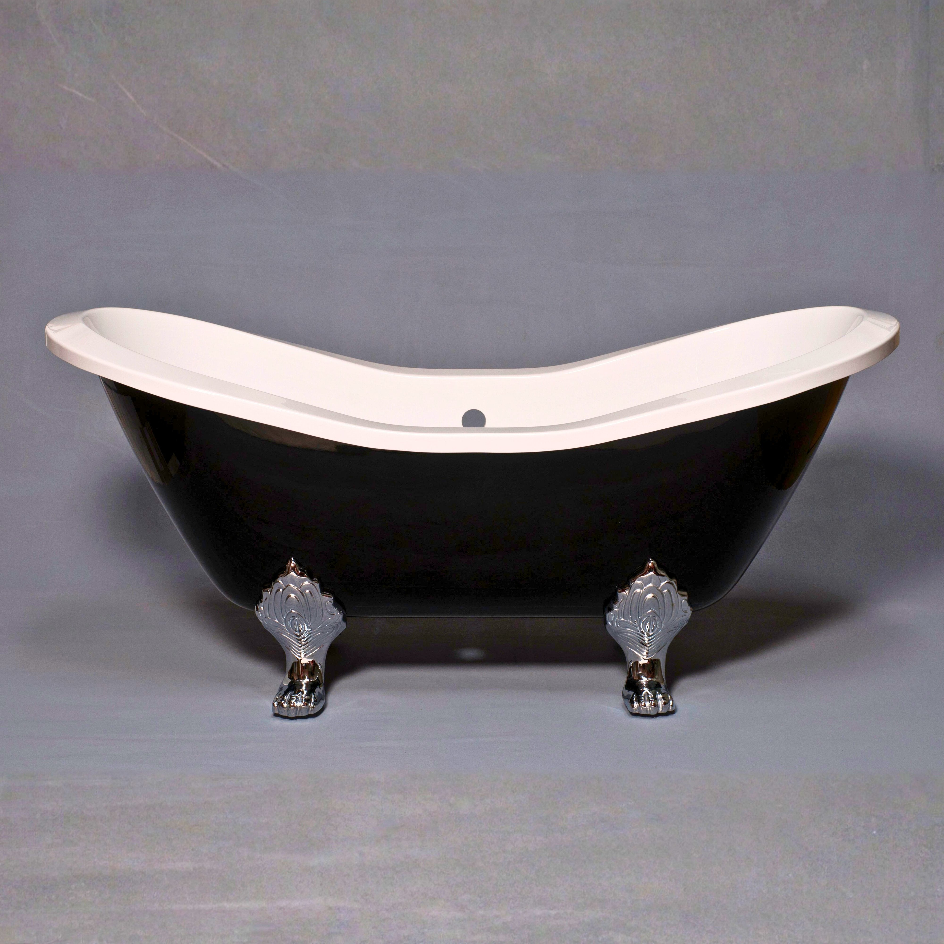 Summit Black & White 6' Slipper Clawfoot Tub P1160 | Strom Living - Bathtubs