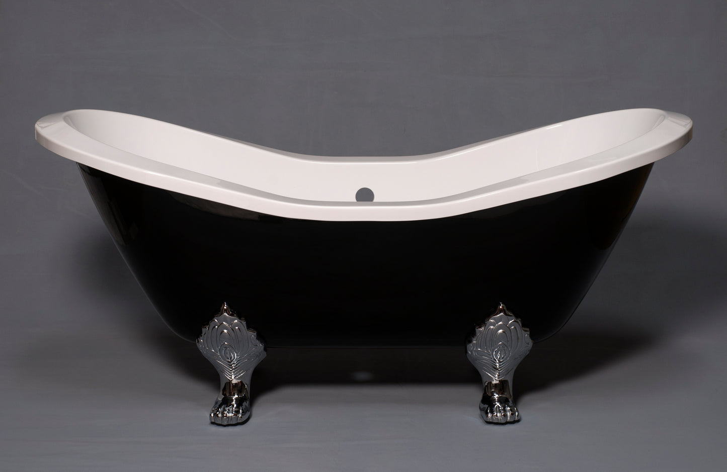 Strom Living Summit Black and White 6' Double Slipper Clawfoot Acrylic Tub without Faucet Holes