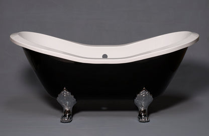 Strom Living Summit Black and White 6' Double Slipper Clawfoot Acrylic Tub without Faucet Holes