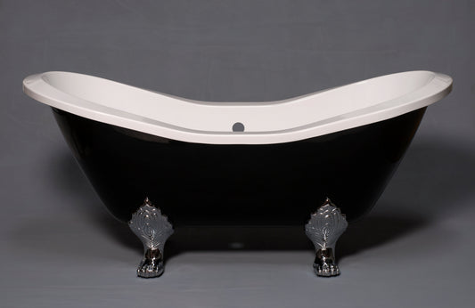 Strom Living Summit Black and White 6' Double Slipper Clawfoot Acrylic Tub without Faucet Holes
