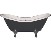 The Alpine Black and White 6' Double Slipper Peg Leg Acrylic Tub without Faucet Holes P1161 | Strom Living