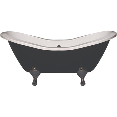 The Alpine Black and White 6' Double Slipper Peg Leg Acrylic Tub without Faucet Holes P1161 | Strom Living