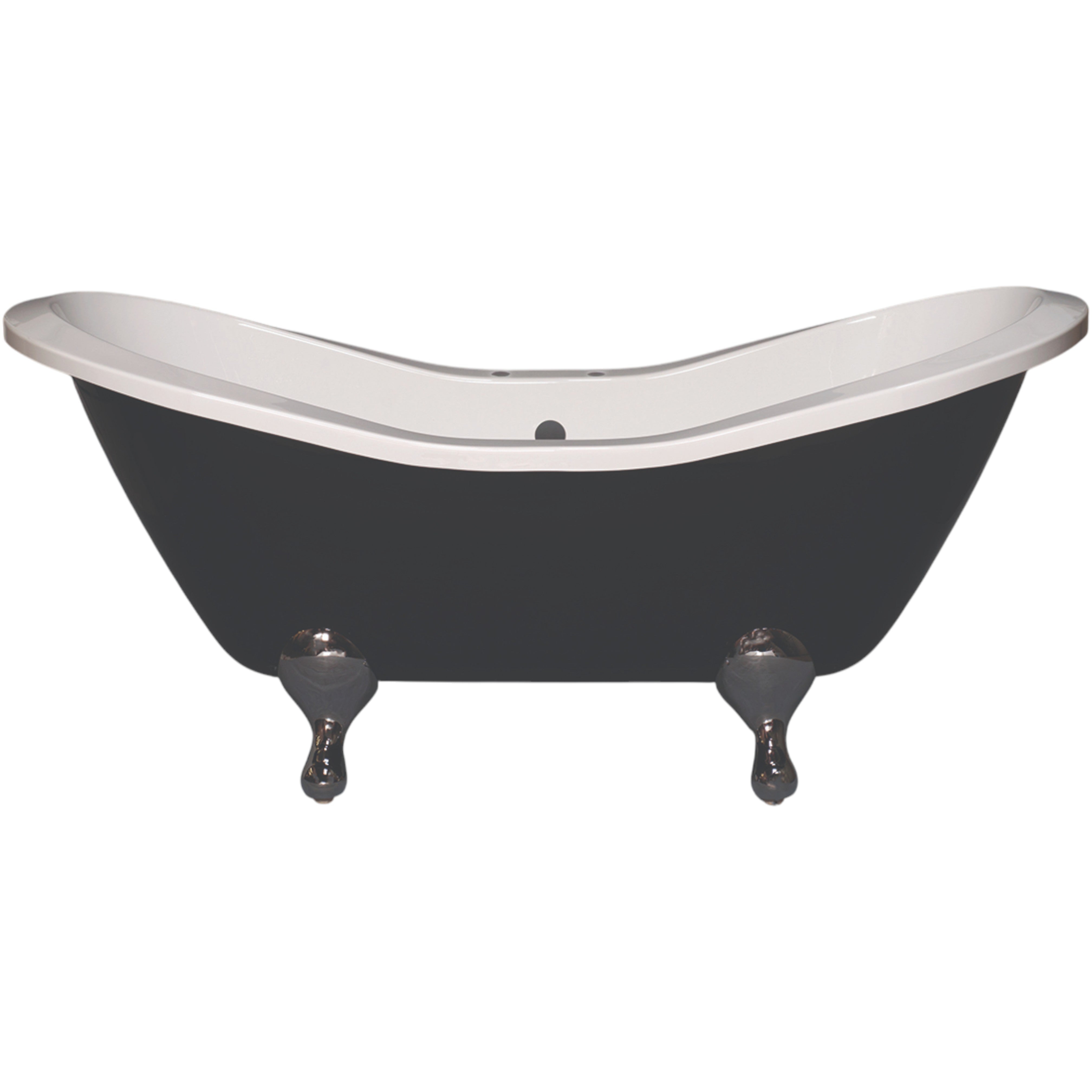 Alpine Black & White 6' Double Slipper Leg Tub P1161 | Strom Living Chrome - Bathtubs