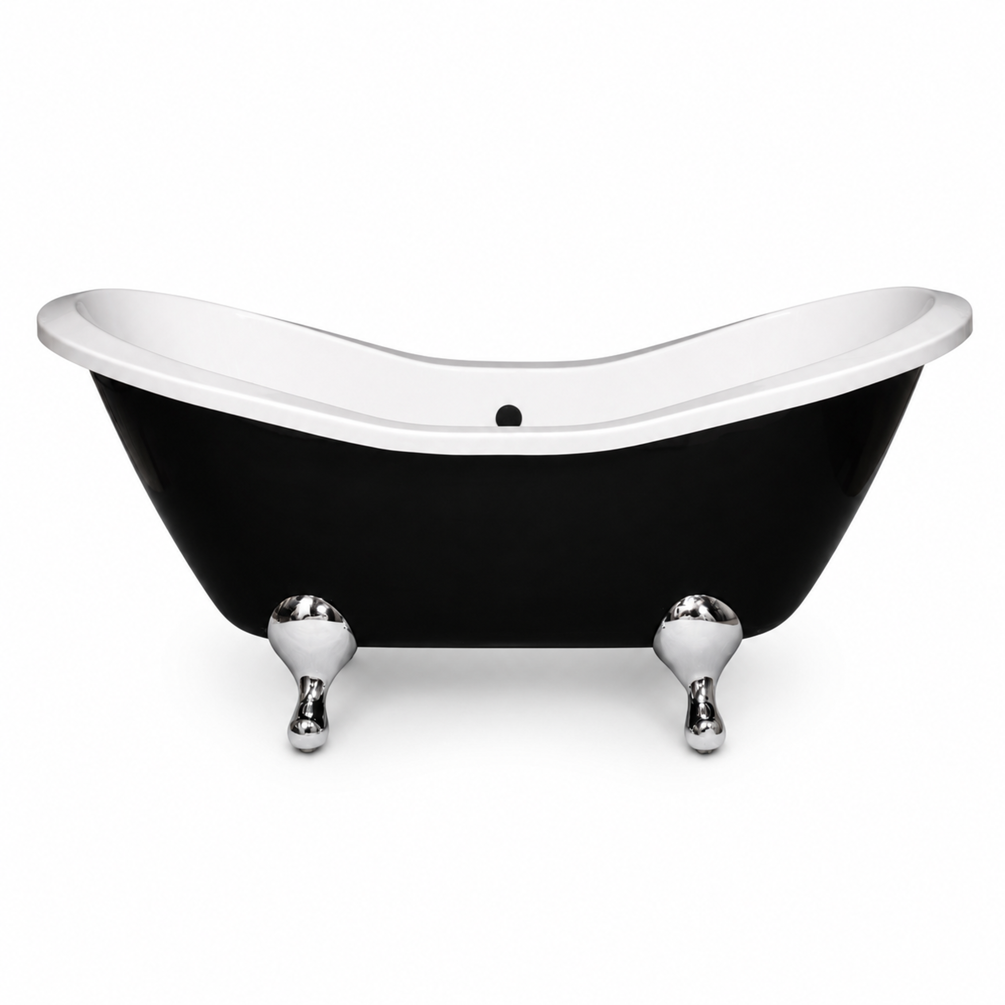Alpine Black & White 6' Double Slipper Leg Tub P1162 | Strom Living Chrome - Bathtubs