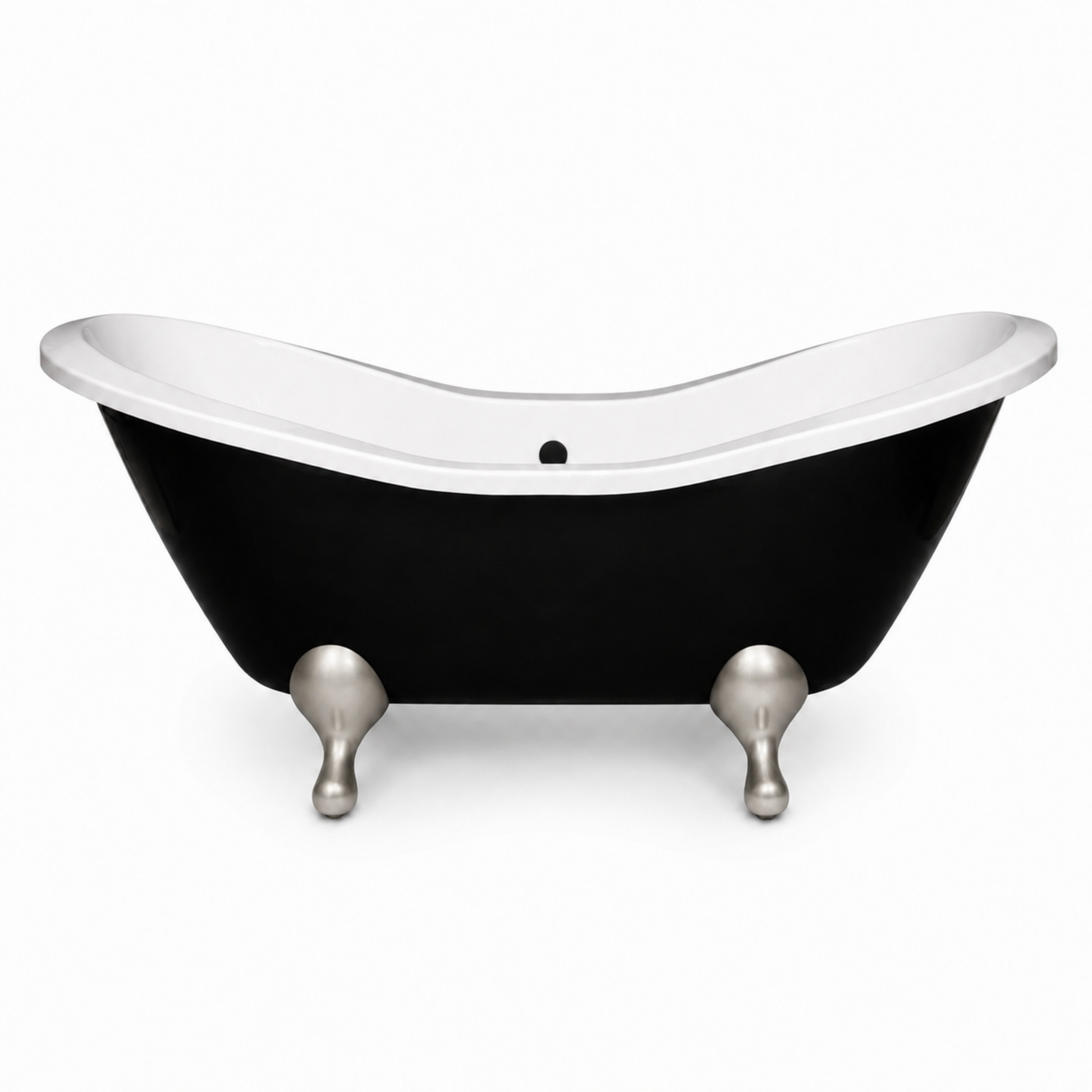 Alpine Black & White 6' Double Slipper Leg Tub P1162 | Strom Living Matte Nickel - Bathtubs