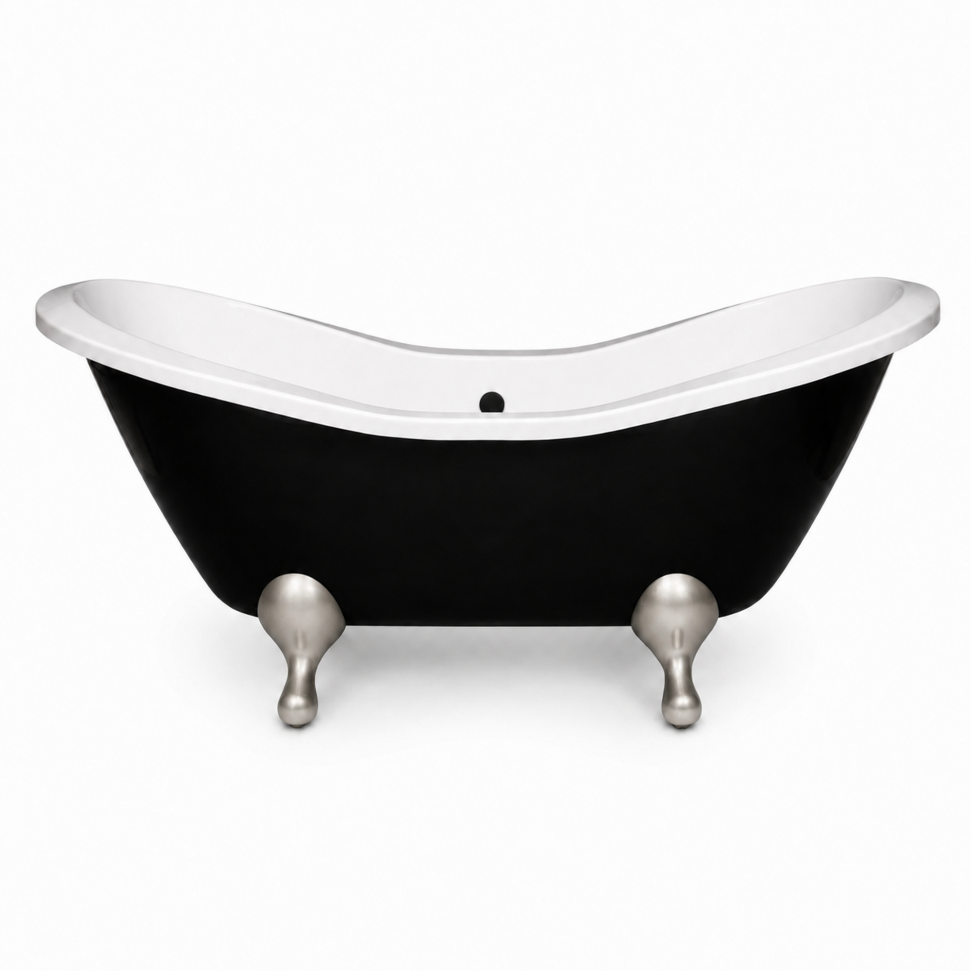 Alpine Black & White 6' Double Slipper Leg Tub P1162 | Strom Living Matte Nickel - Bathtubs