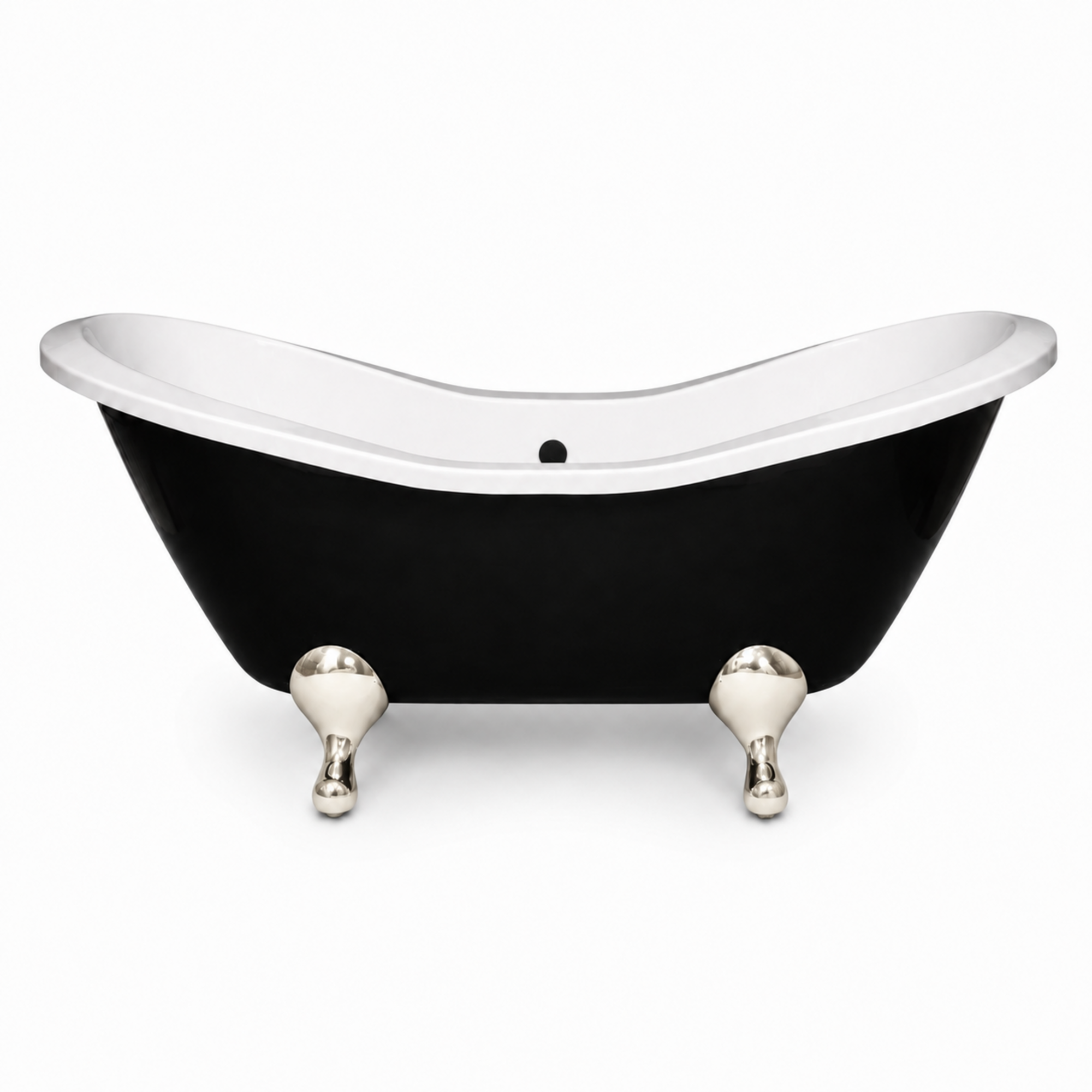 Alpine Black & White 6' Double Slipper Leg Tub P1162 | Strom Living Polished Nickel - Bathtubs