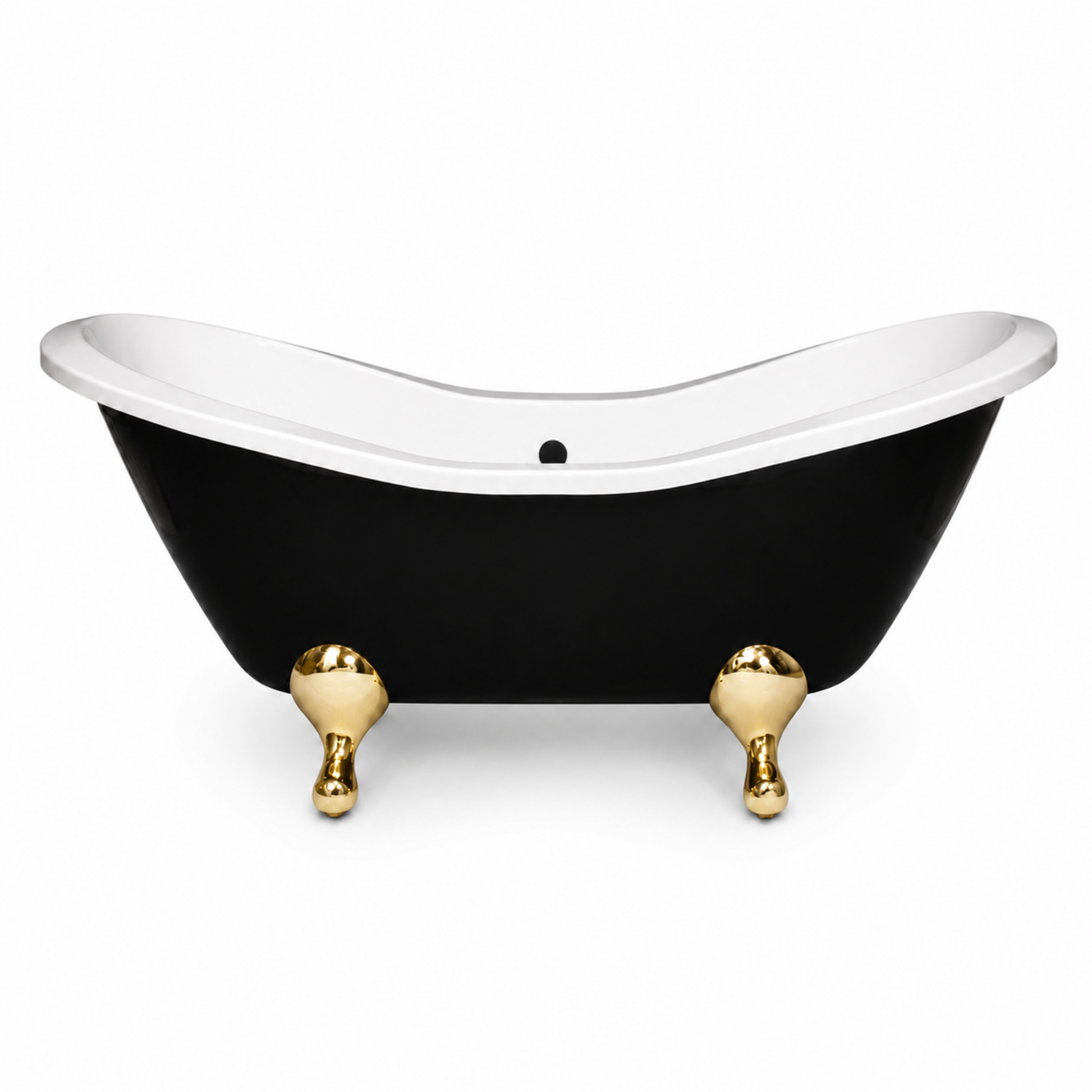 Alpine Black & White 6' Double Slipper Leg Tub P1162 | Strom Living Supercoat Brass - Bathtubs