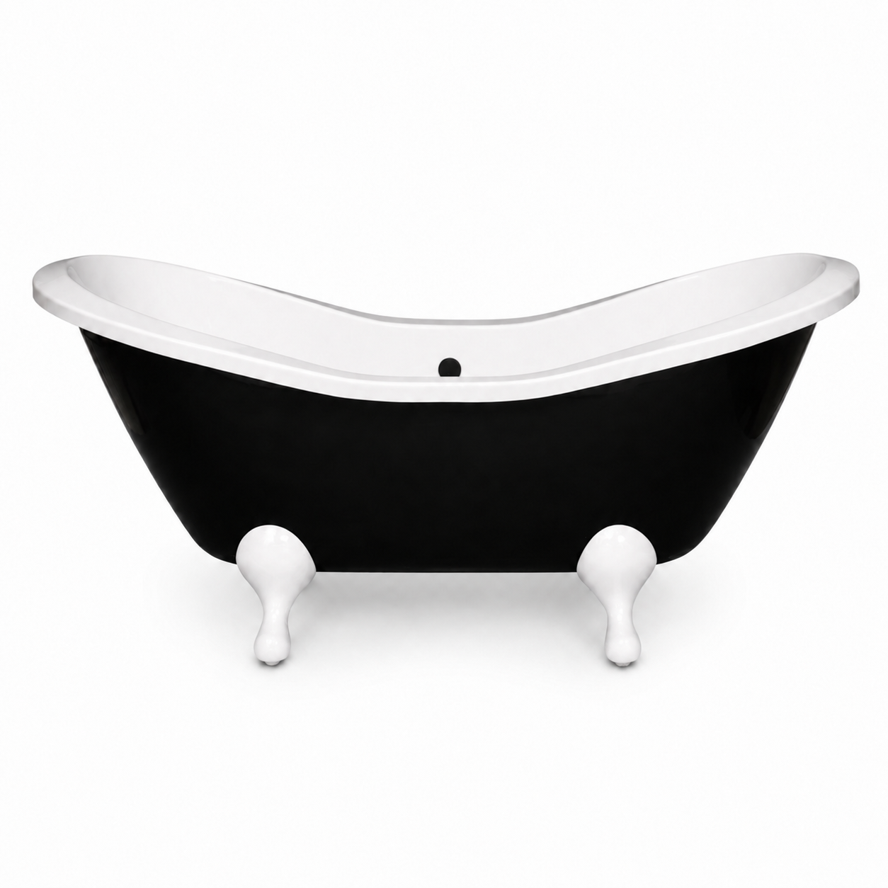 Alpine Black & White 6' Double Slipper Leg Tub P1162 | Strom Living White - Bathtubs