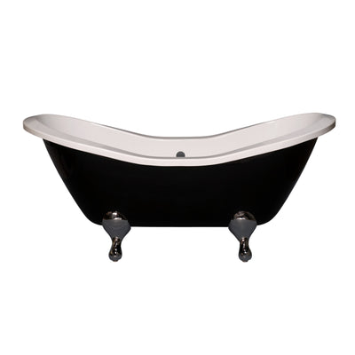 The Alpine Black and White 6' Double Slipper Peg Leg Acrylic Tub with 7" Deck Mount Faucet Holes P1162 | Strom Living