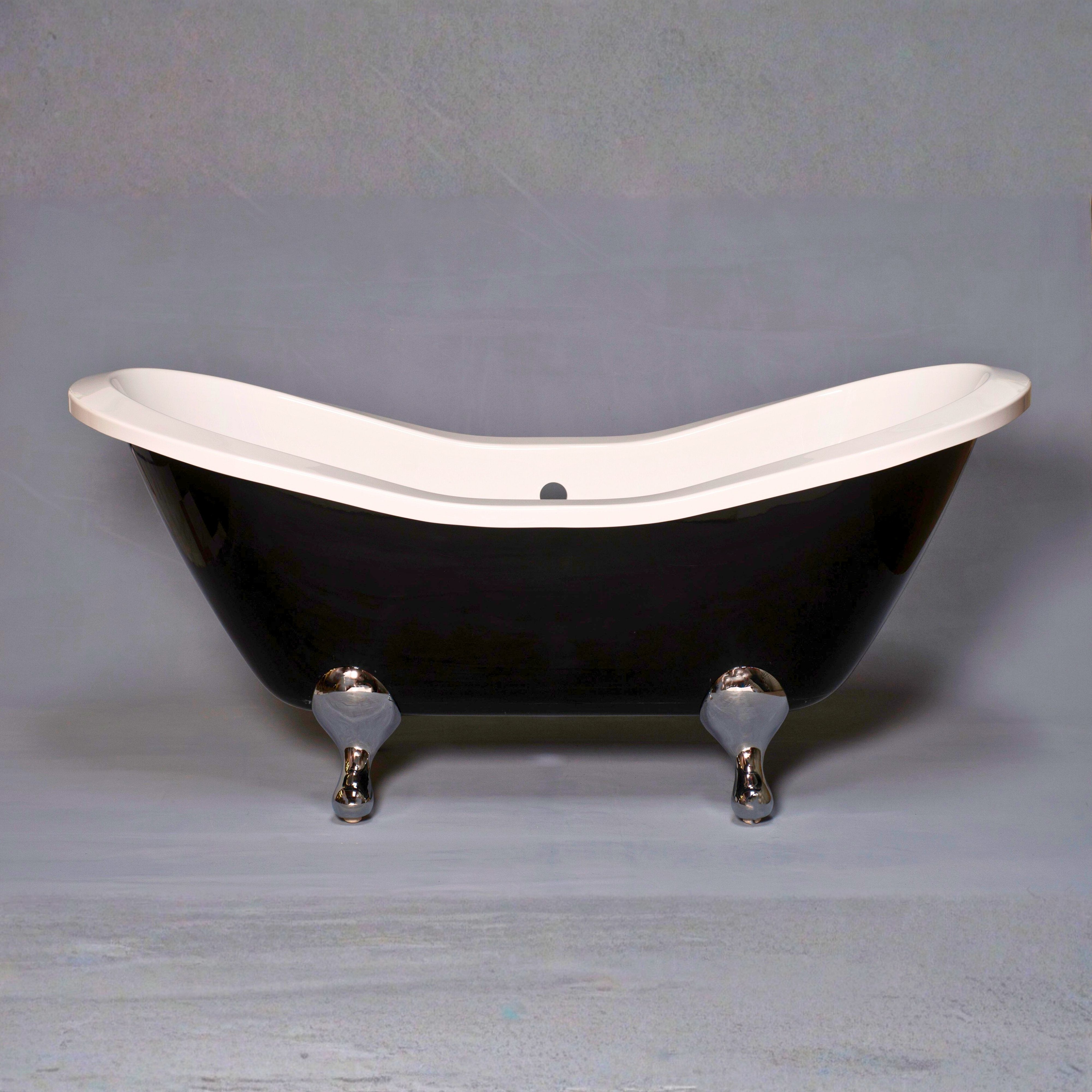 Alpine Black & White 6' Double Slipper Leg Tub P1162 | Strom Living - Bathtubs