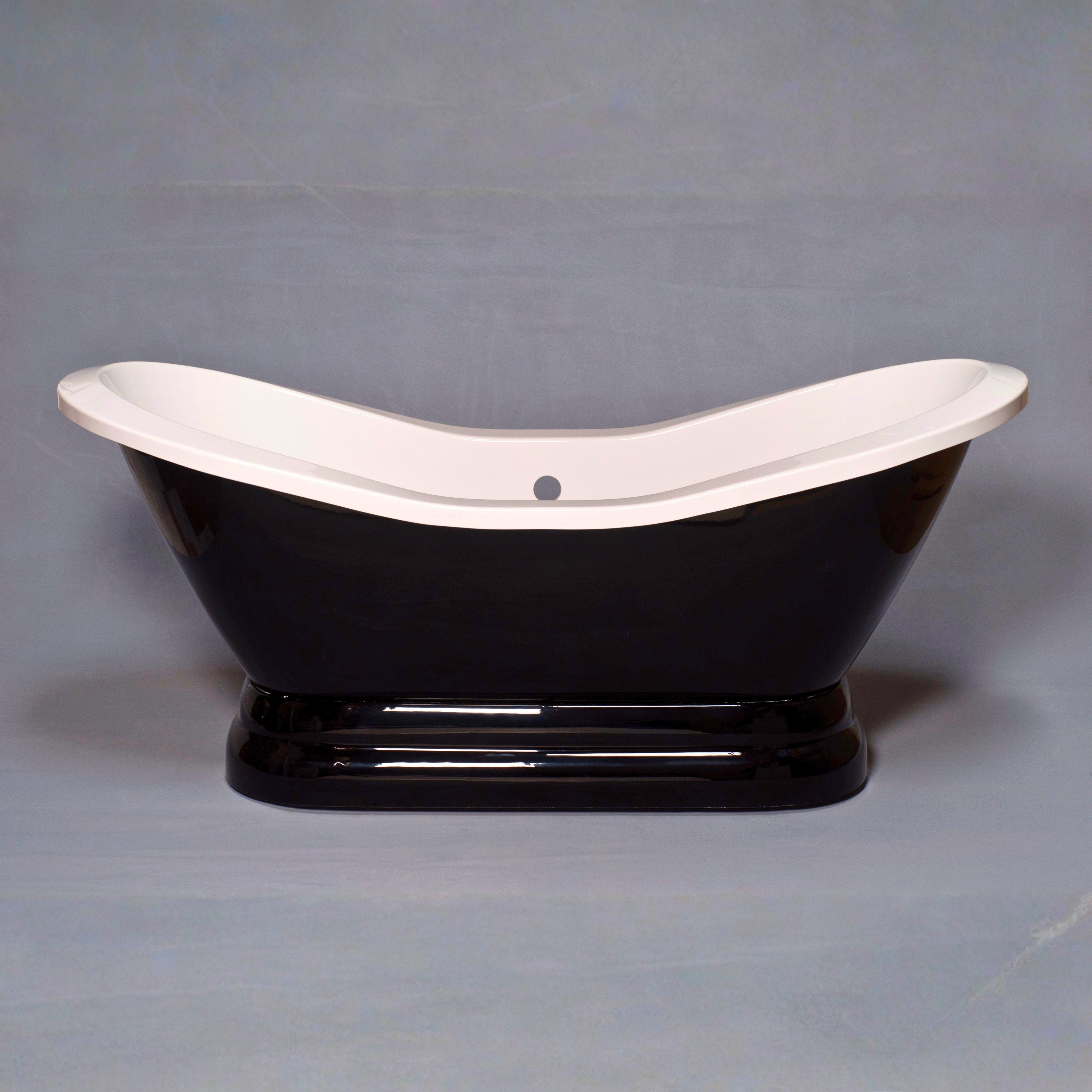 The Echo Black and White 6' Double Slipper Pedestal Acrylic Tub with 7" Deck Mount Faucet Holes P1164 | Strom Living - Bathtubs