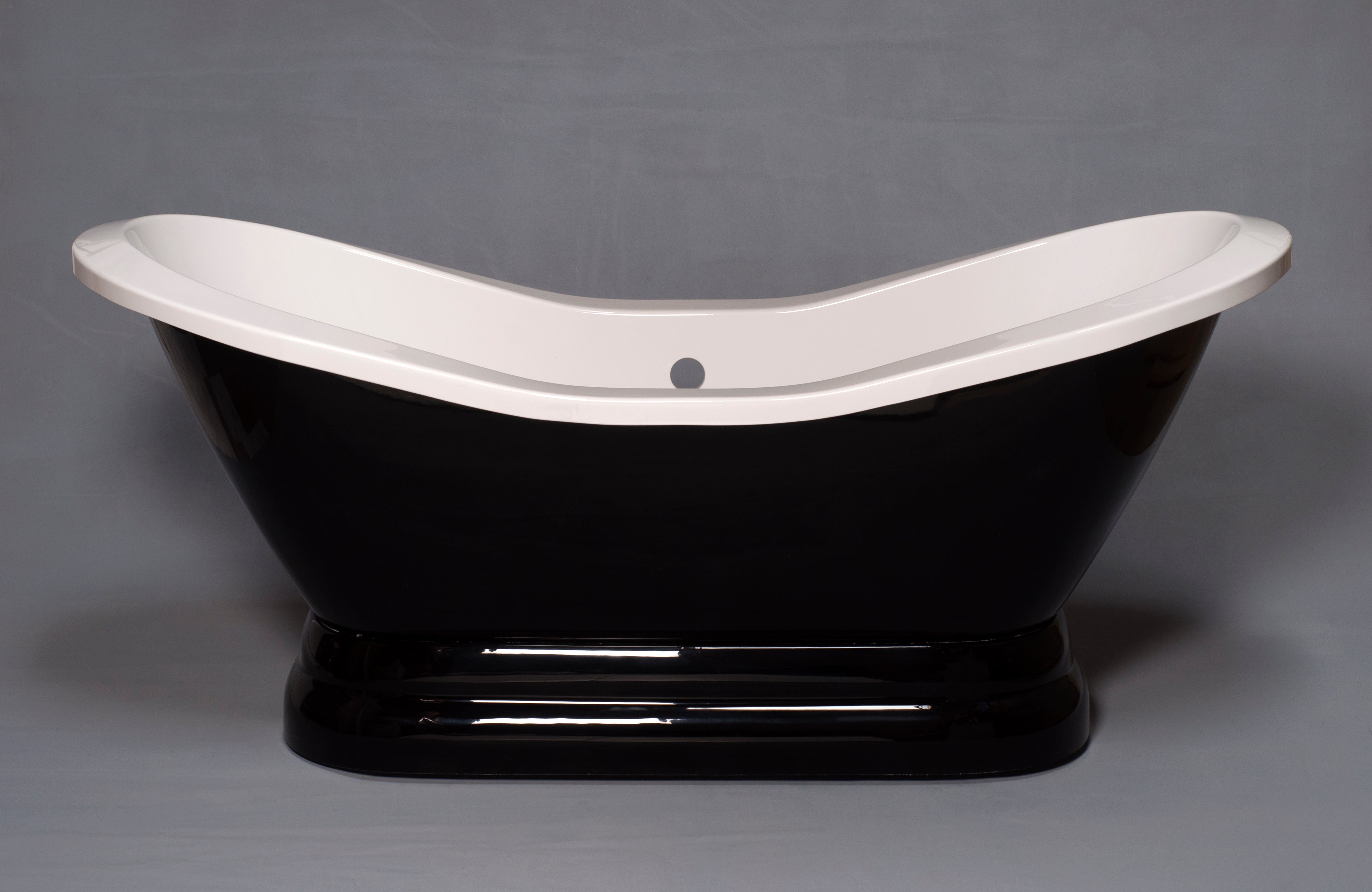 The Echo Black and White 6' Double Slipper Pedestal Acrylic Tub with 7" Deck Mount Faucet Holes P1164 | Strom Living