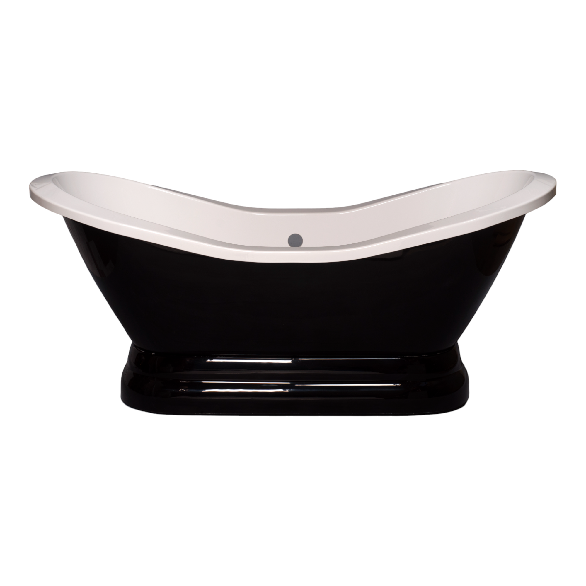 The Echo Black and White 6' Double Slipper Pedestal Acrylic Tub with 7" Deck Mount Faucet Holes P1164 | Strom Living