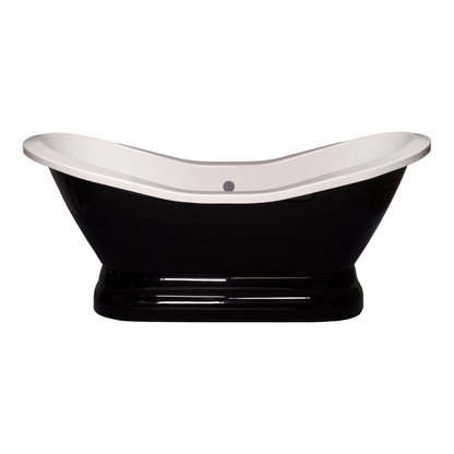 Strom Living Echo Black and White 6' Double Slipper Pedestal Acrylic Tub with 7" Deck Mount Faucet Holes