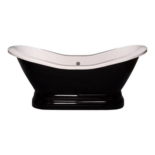 Strom Living Echo Black and White 6' Double Slipper Pedestal Acrylic Tub with 7" Deck Mount Faucet Holes