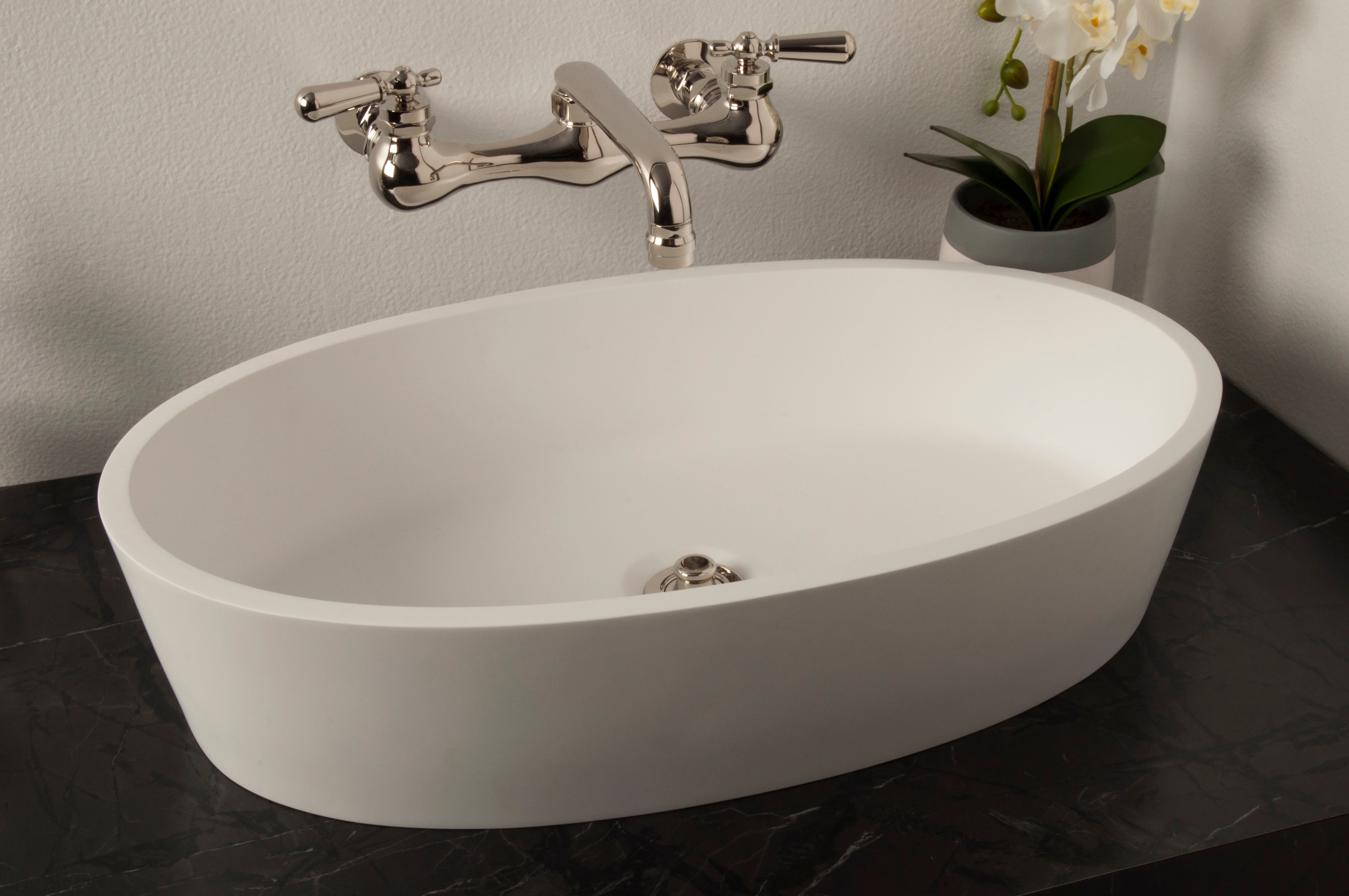 Strom Living P1169 Oval Solid Surface Acrylic Sink in Matte White