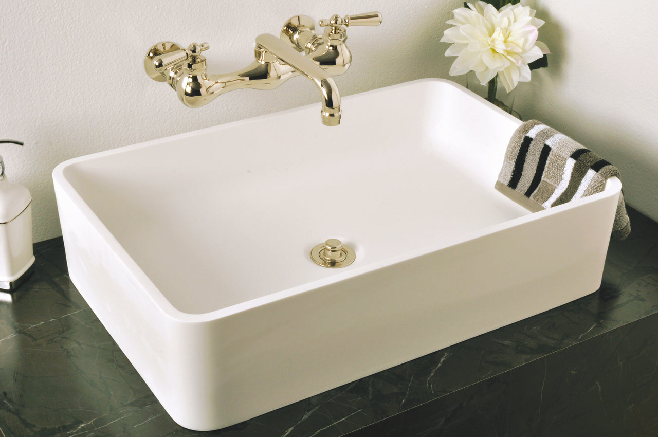 Matte White Rectangular Solid Surface Acrylic Sink P1170 | Strom Living - Sinks