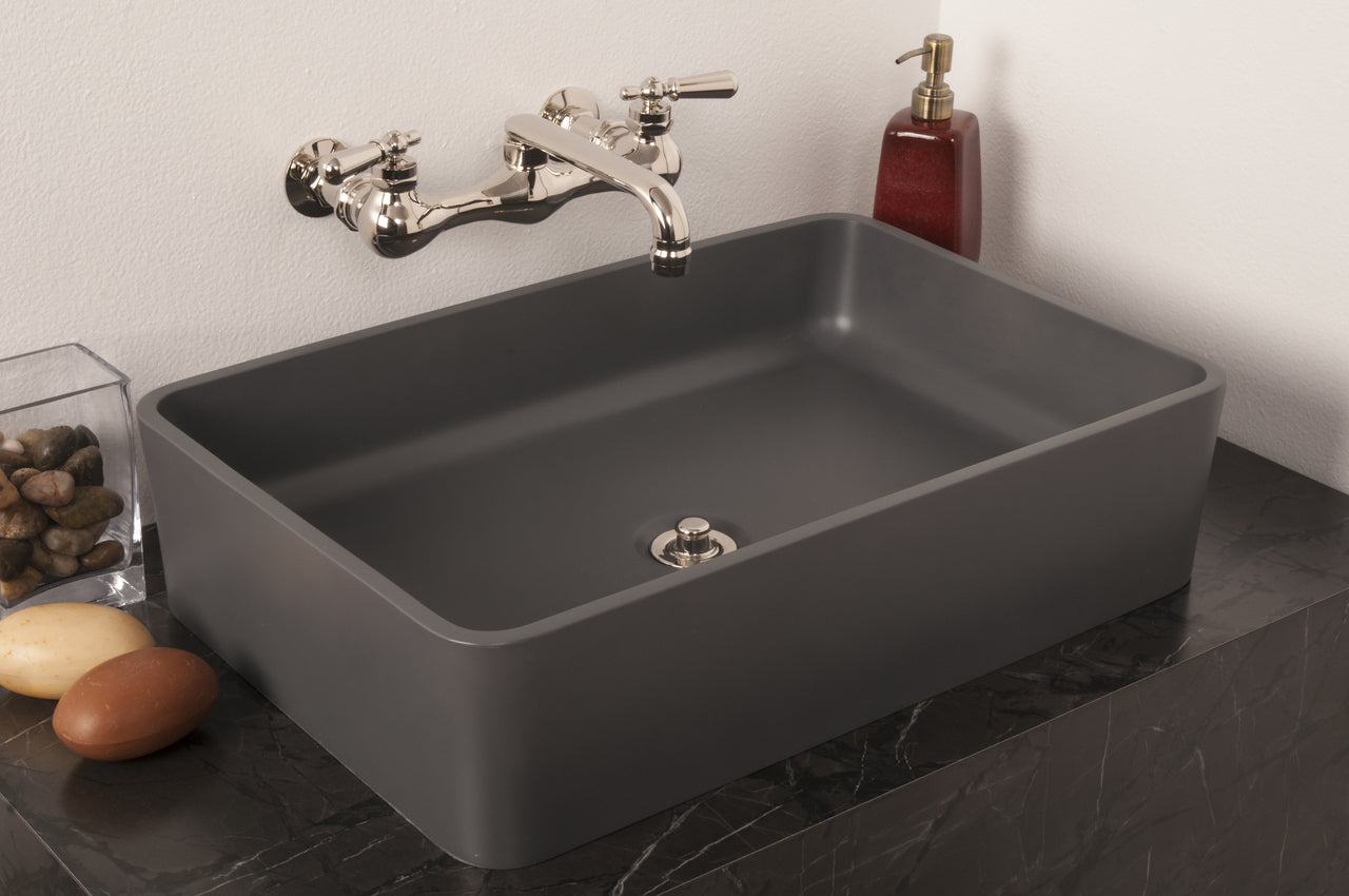 Matte Gray Rectangular Solid Surface Acrylic Sink P1171 | Strom Living - Sinks