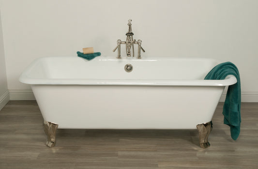Strom Living Lewis Cast Iron with 5.5' Rectangular Double Ended Leg Tub and 7" Faucet Holes