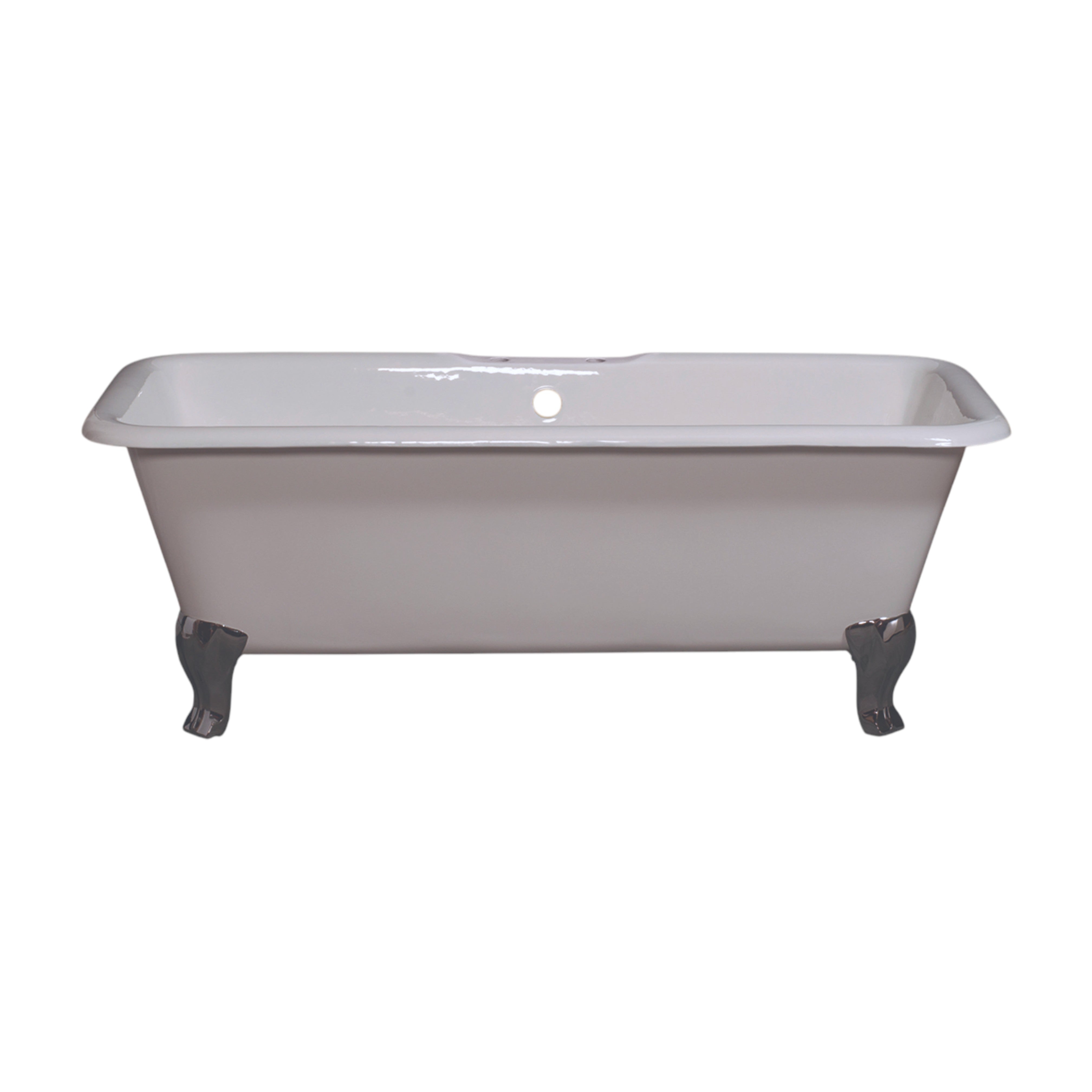 The Lewis 5.5' Cast Iron Rectangular Double Ended Leg Tub and 7" Faucet Holes P1174 | Strom Living