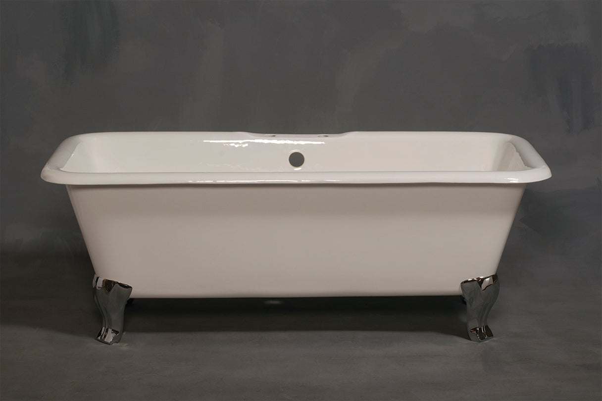 Strom Living Lewis Cast Iron with 5.5' Rectangular Double Ended Leg Tub and 7" Faucet Holes