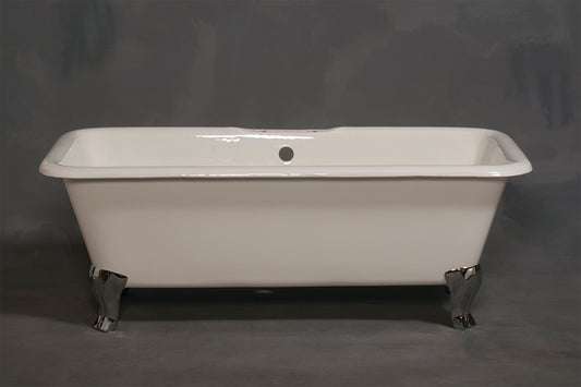 Strom Living Lewis Cast Iron with 5.5' Rectangular Double Ended Leg Tub and 7" Faucet Holes
