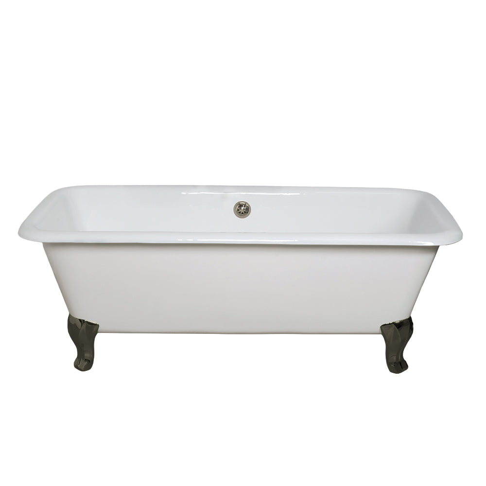 The Lewis 5.5' Cast Iron Rectangular Double Ended Leg Tub and 7" Faucet Holes P1174 | Strom Living Matte Nickel - Bathtubs