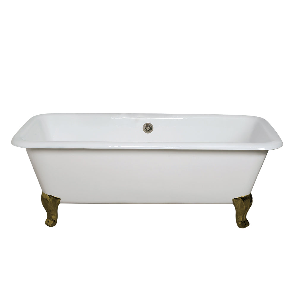 The Lewis 5.5' Cast Iron Rectangular Double Ended Leg Tub and 7" Faucet Holes P1174 | Strom Living Supercoat Brass - Bathtubs