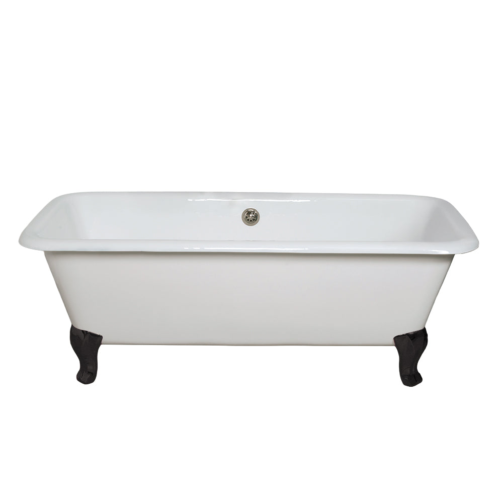 The Lewis 5.5' Cast Iron Rectangular Double Ended Leg Tub and 7" Faucet Holes P1174 | Strom Living - Bathtubs