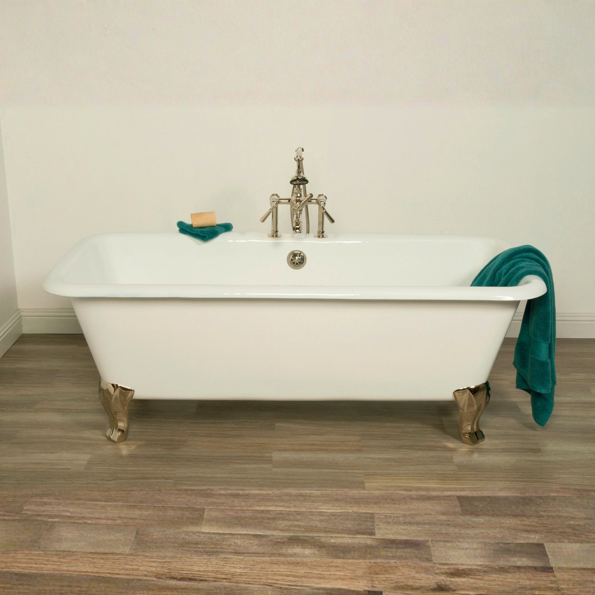 The Lewis 5.5' Cast Iron Rectangular Double Ended Leg Tub and 7" Faucet Holes P1174 | Strom Living - Bathtubs