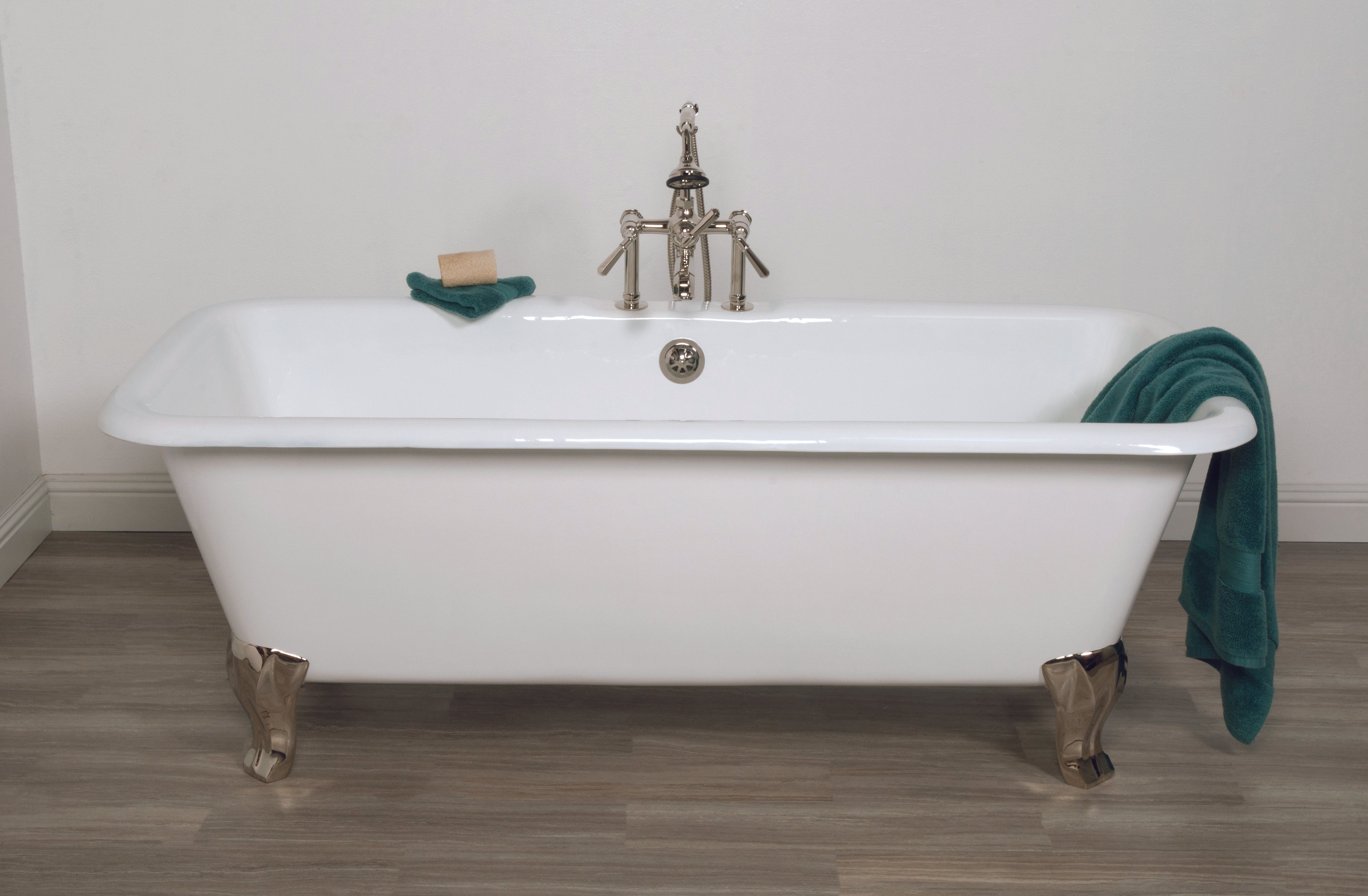 The Lewis 5.5' Cast Iron Rectangular Double Ended Leg Tub and 7" Faucet Holes P1174 | Strom Living