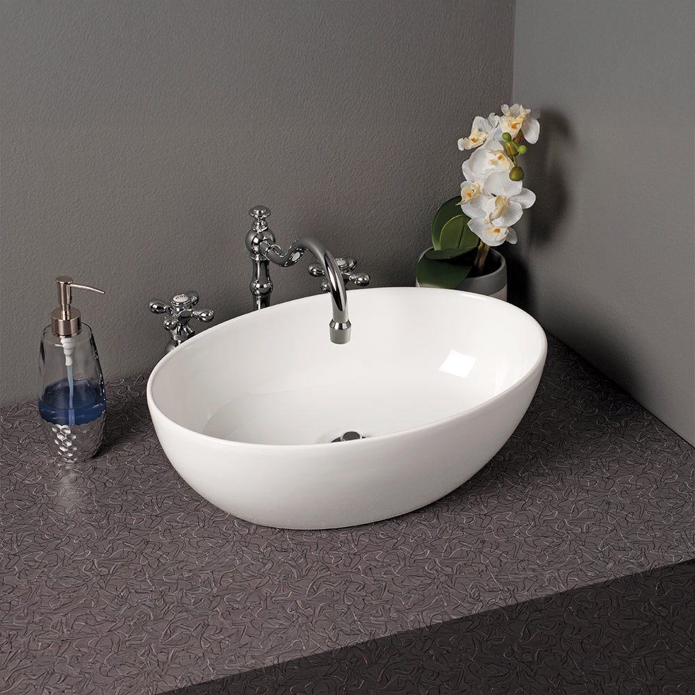 Fireclay Oval Semi Drop-In Sink P1178 | Strom Living - Sinks