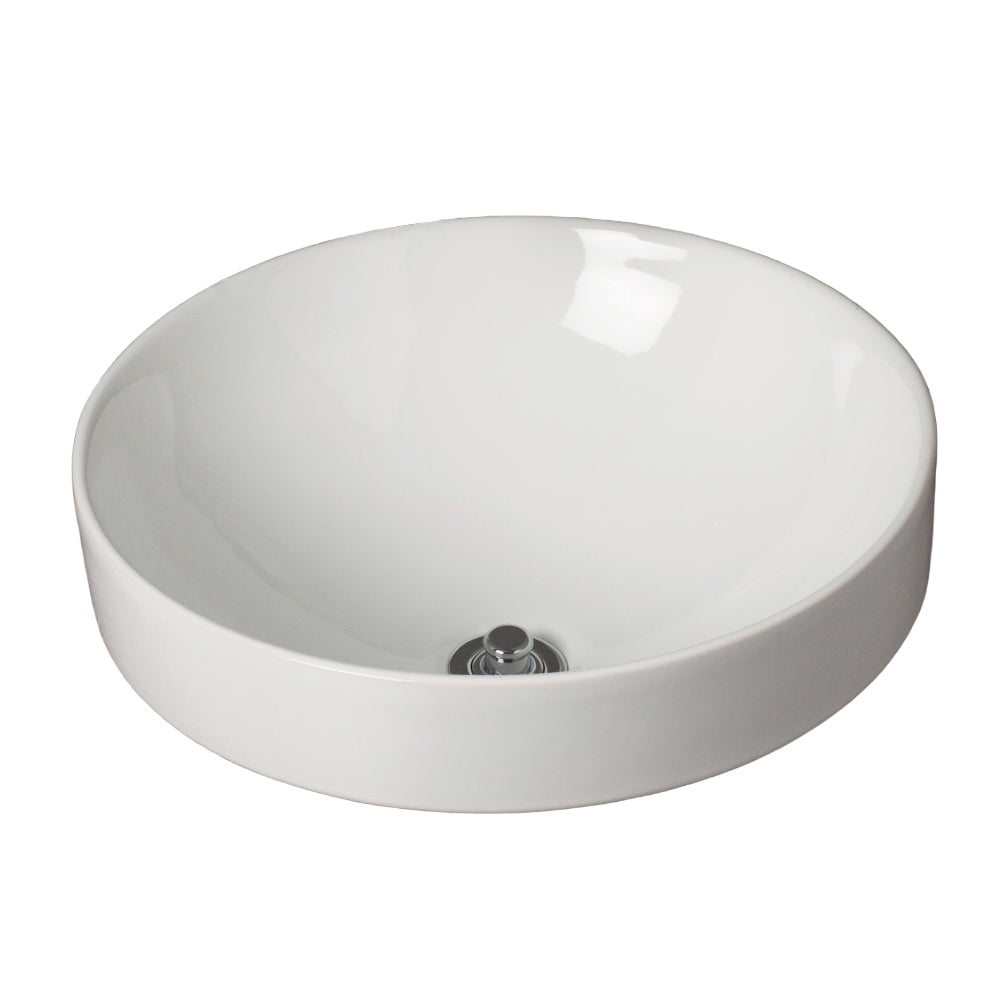 Fireclay Round Semi Drop-In Sink in Gloss White P1179 | Strom Living