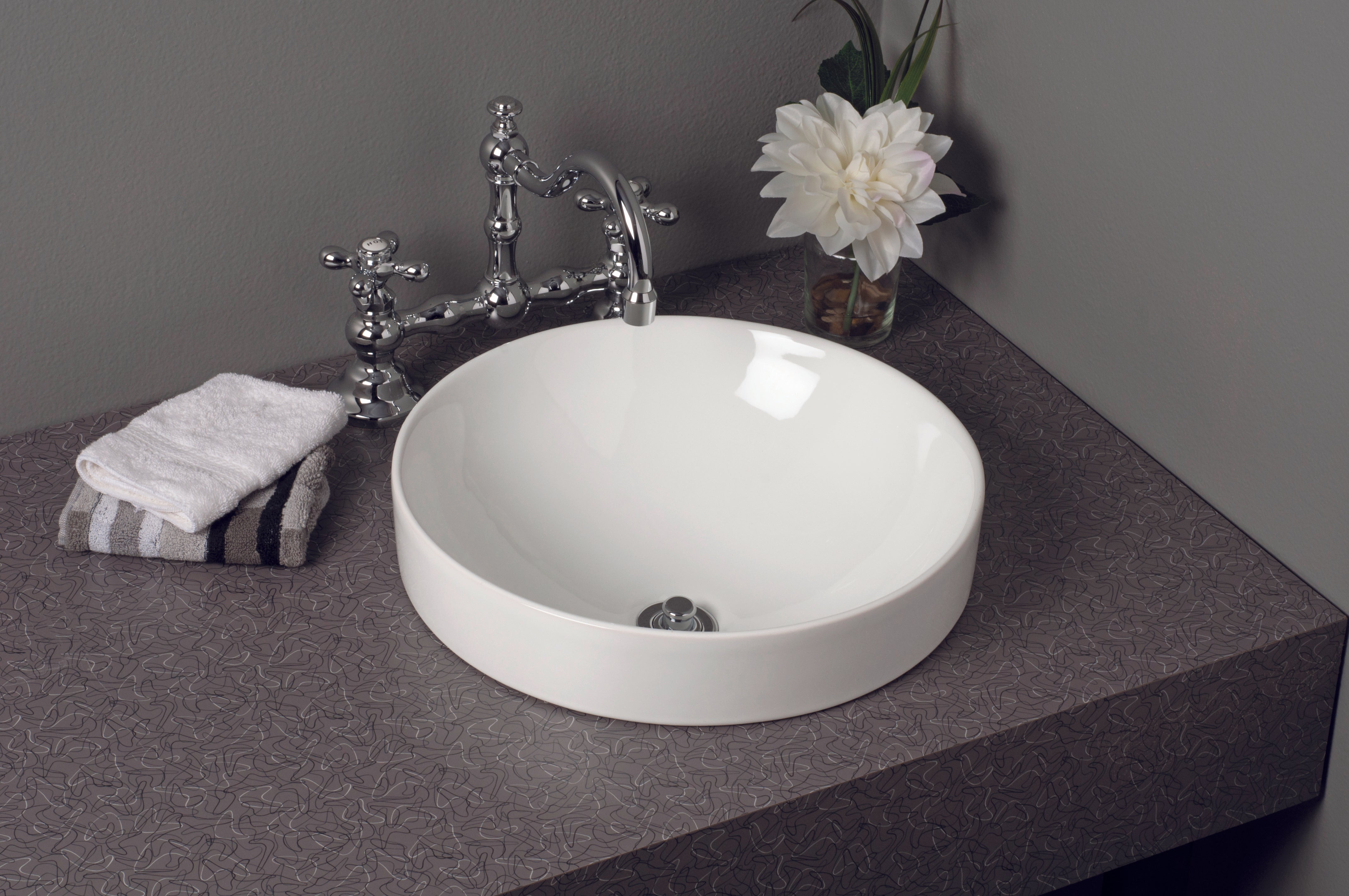 Fireclay Round Semi Drop-In Sink in Gloss White P1179 | Strom Living