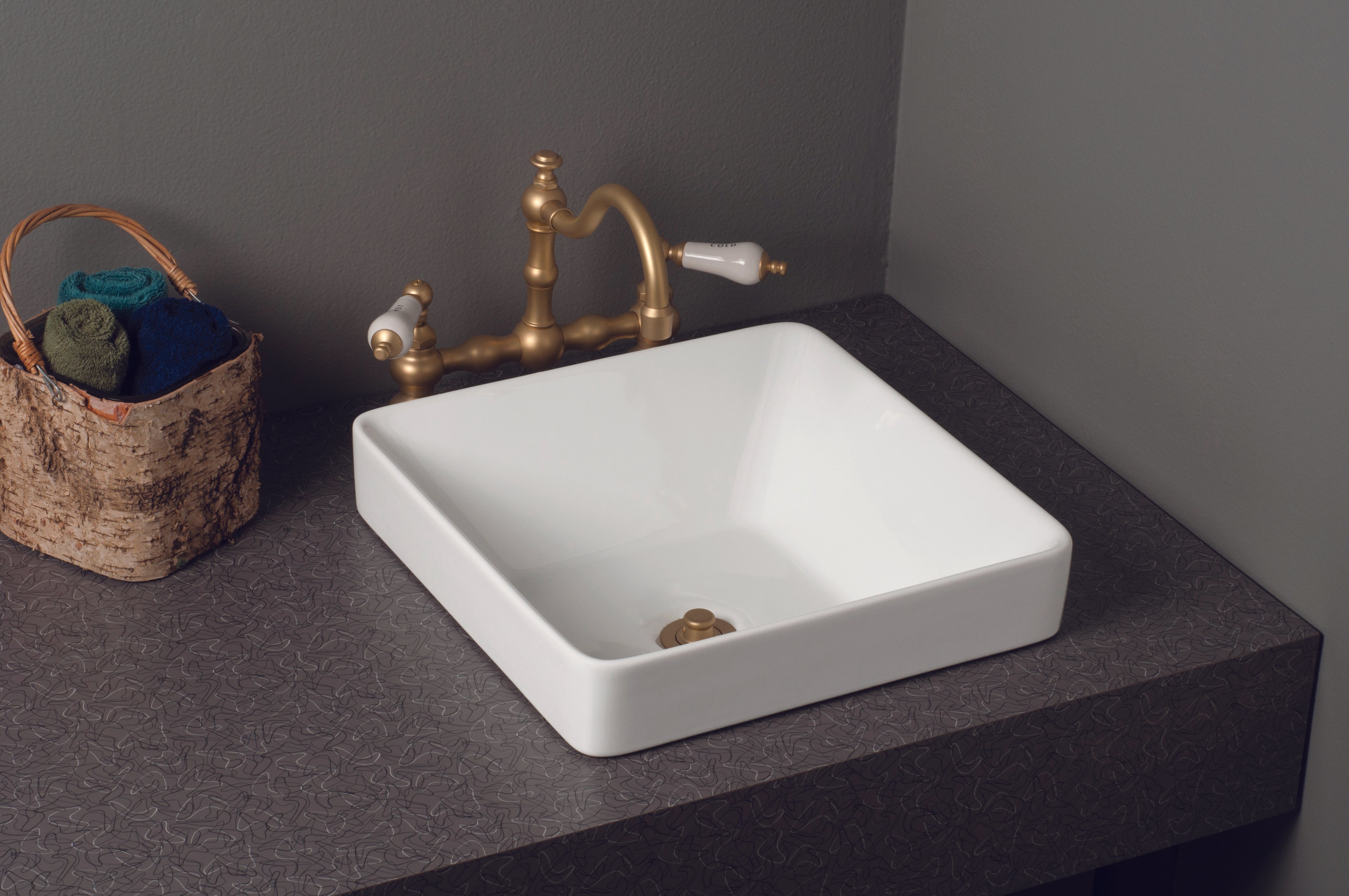 Fireclay Square Semi Drop-In Sink in Gloss White P1180 | Strom Living