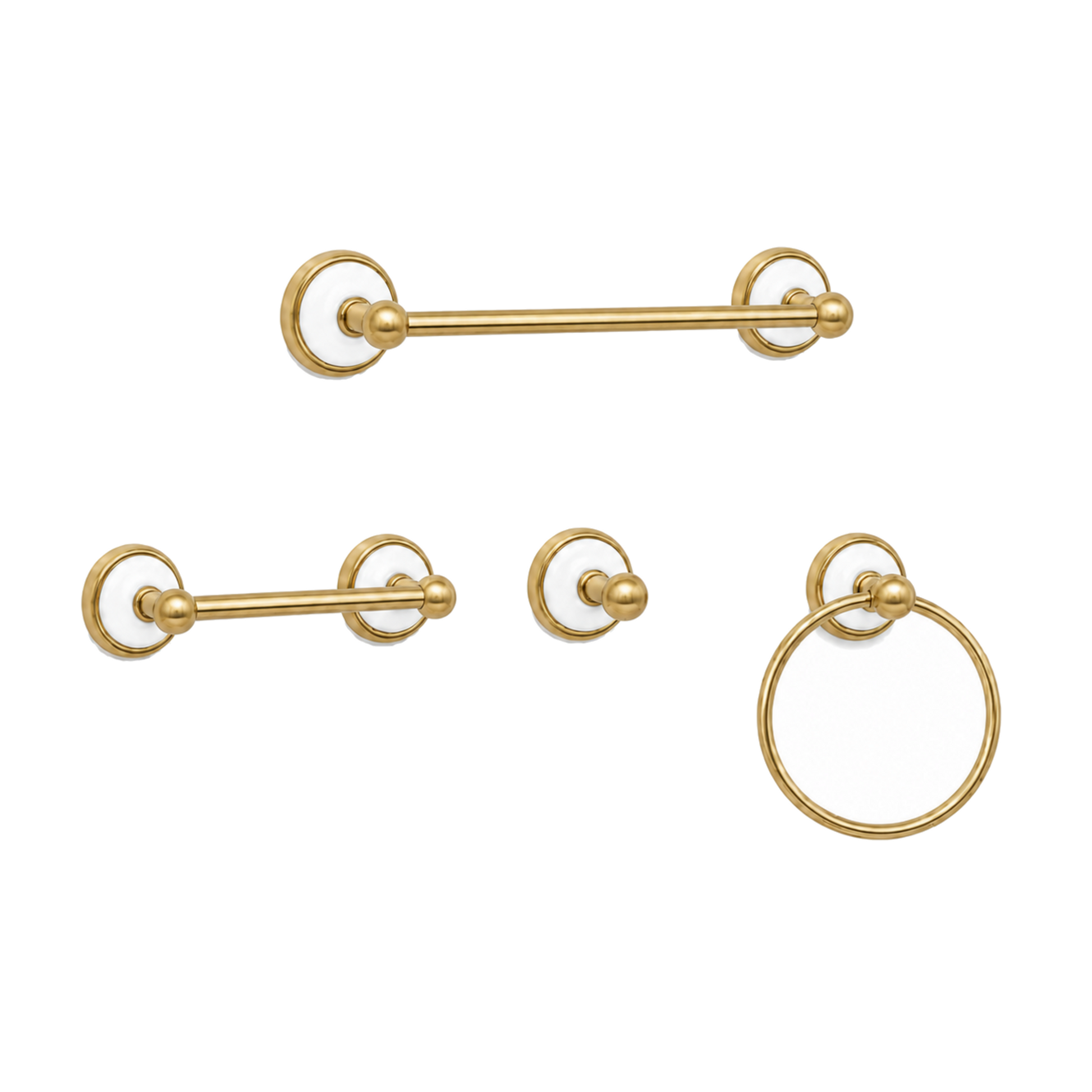 Columbia 4-Piece Bathroom Accessory Hardware Set P4BCOL18 | Strom Living Satin Brass 18" - Bathroom Accessories