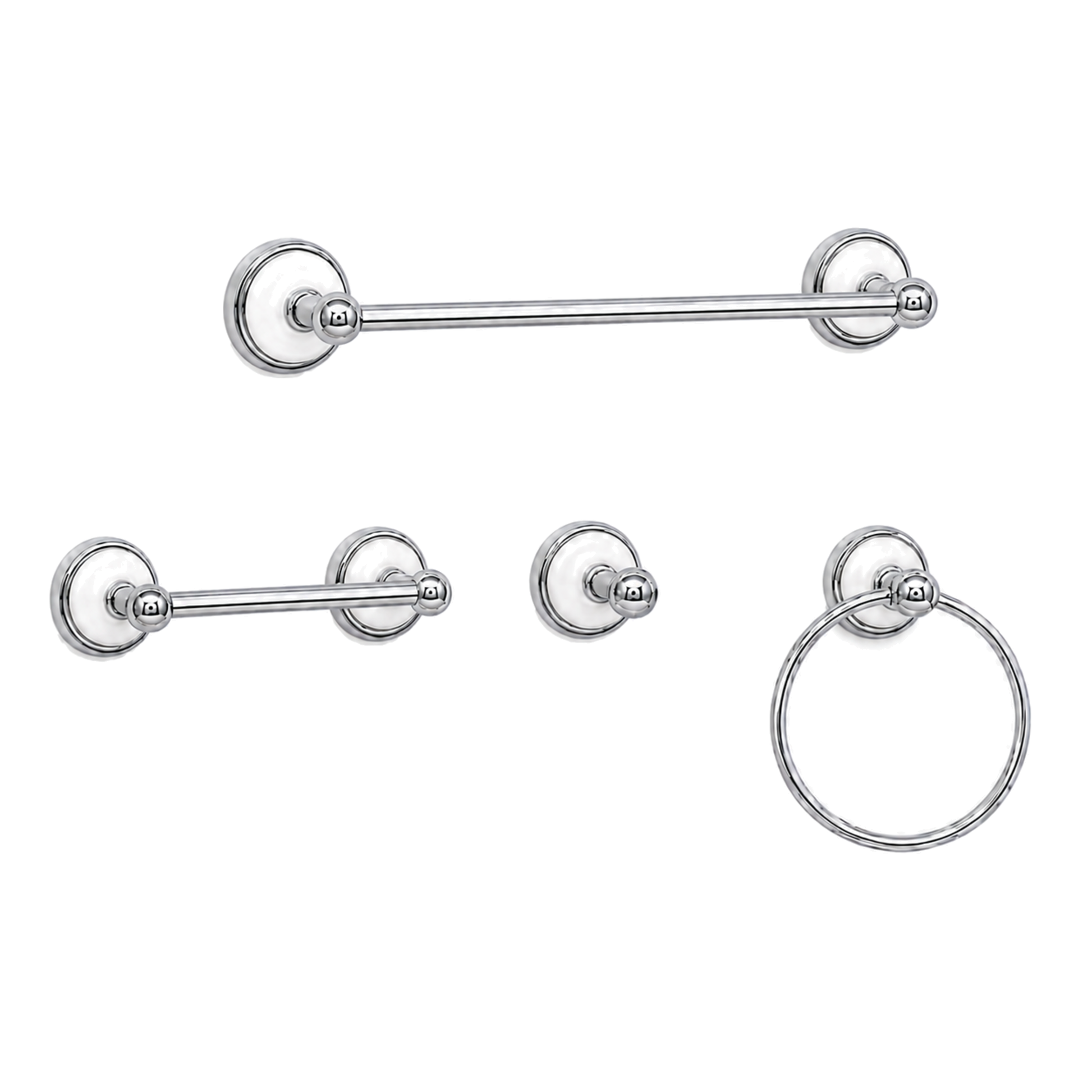 Columbia 4-Piece Bathroom Accessory Hardware Set P4BCOL18 | Strom Living Chrome 24" - Bathroom Accessories