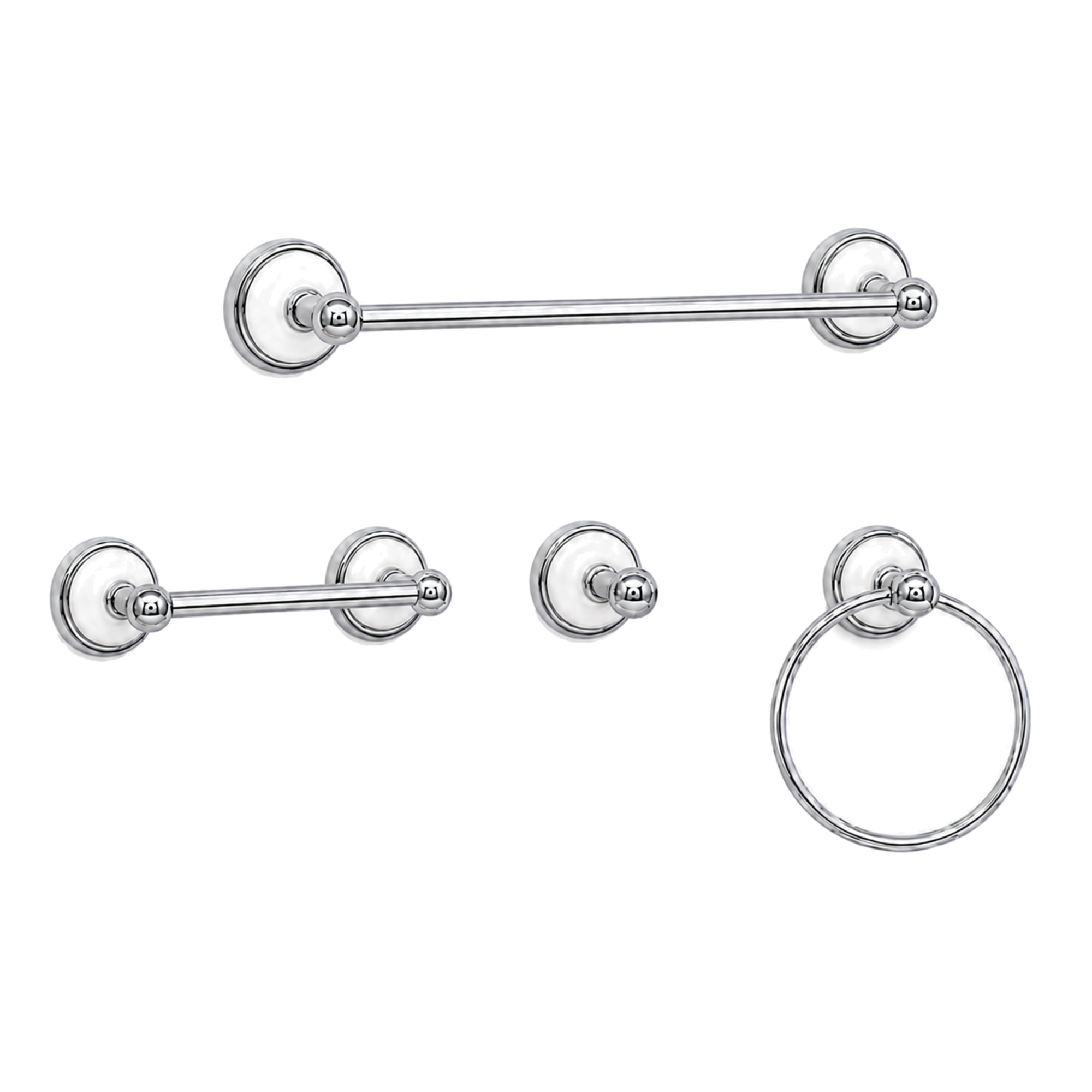 Columbia 4-Piece Bathroom Accessory Hardware Set P4BCOL18 | Strom Living Chrome 24" - Bathroom Accessories