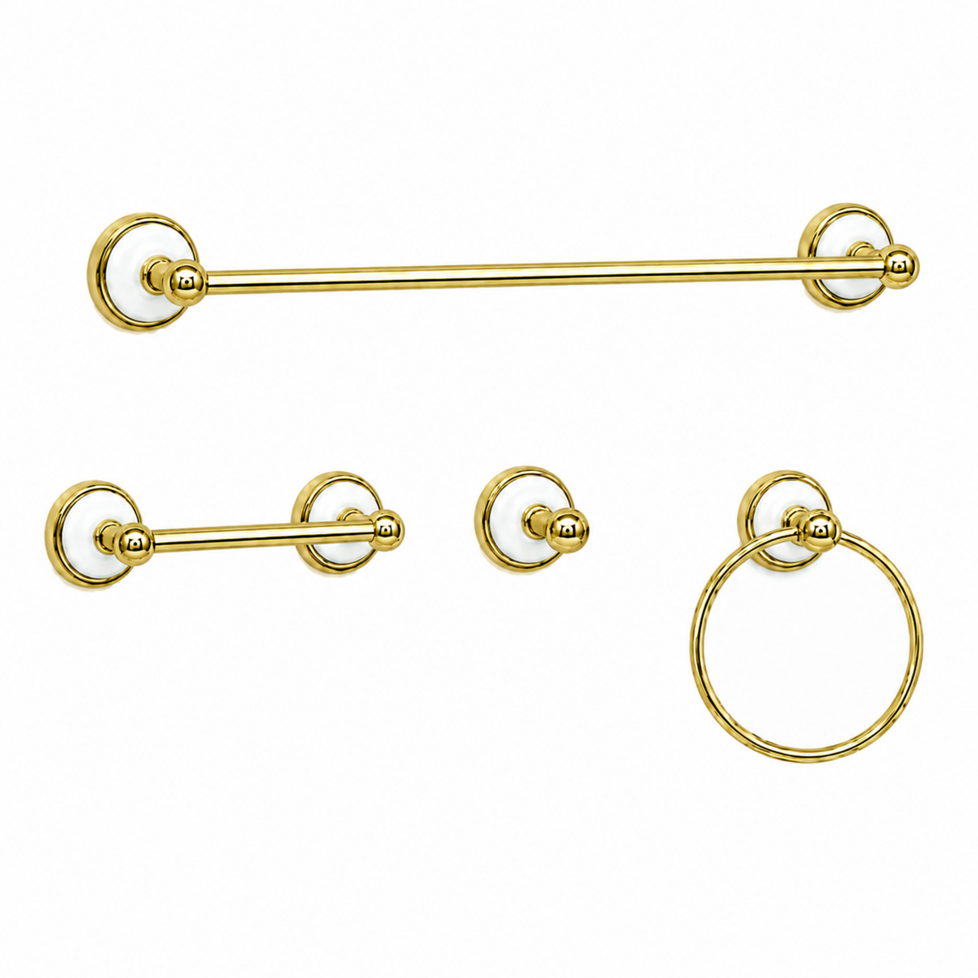 Columbia 4-Piece Bathroom Accessory Hardware Set P4BCOL18 | Strom Living Supercoat Brass 30" - Bathroom Accessories