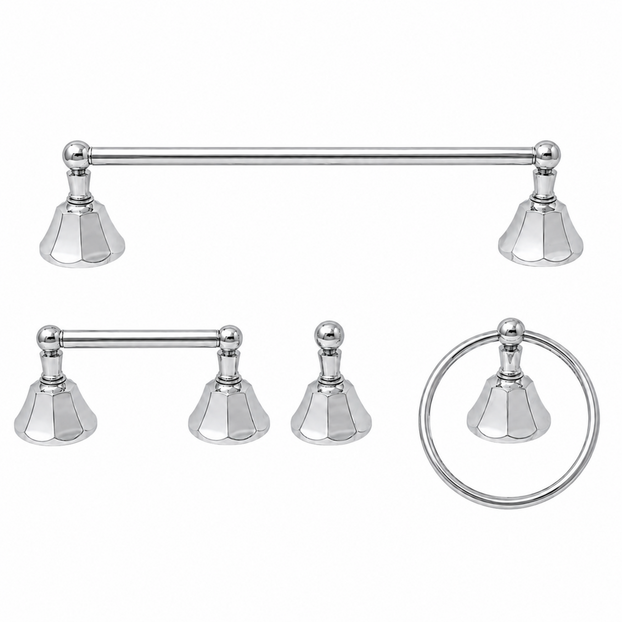 Mississippi 4-Piece Bathroom Accessory Hardware Set P4BMIS18 | Strom Living Chrome 18" - Bathroom Accessories