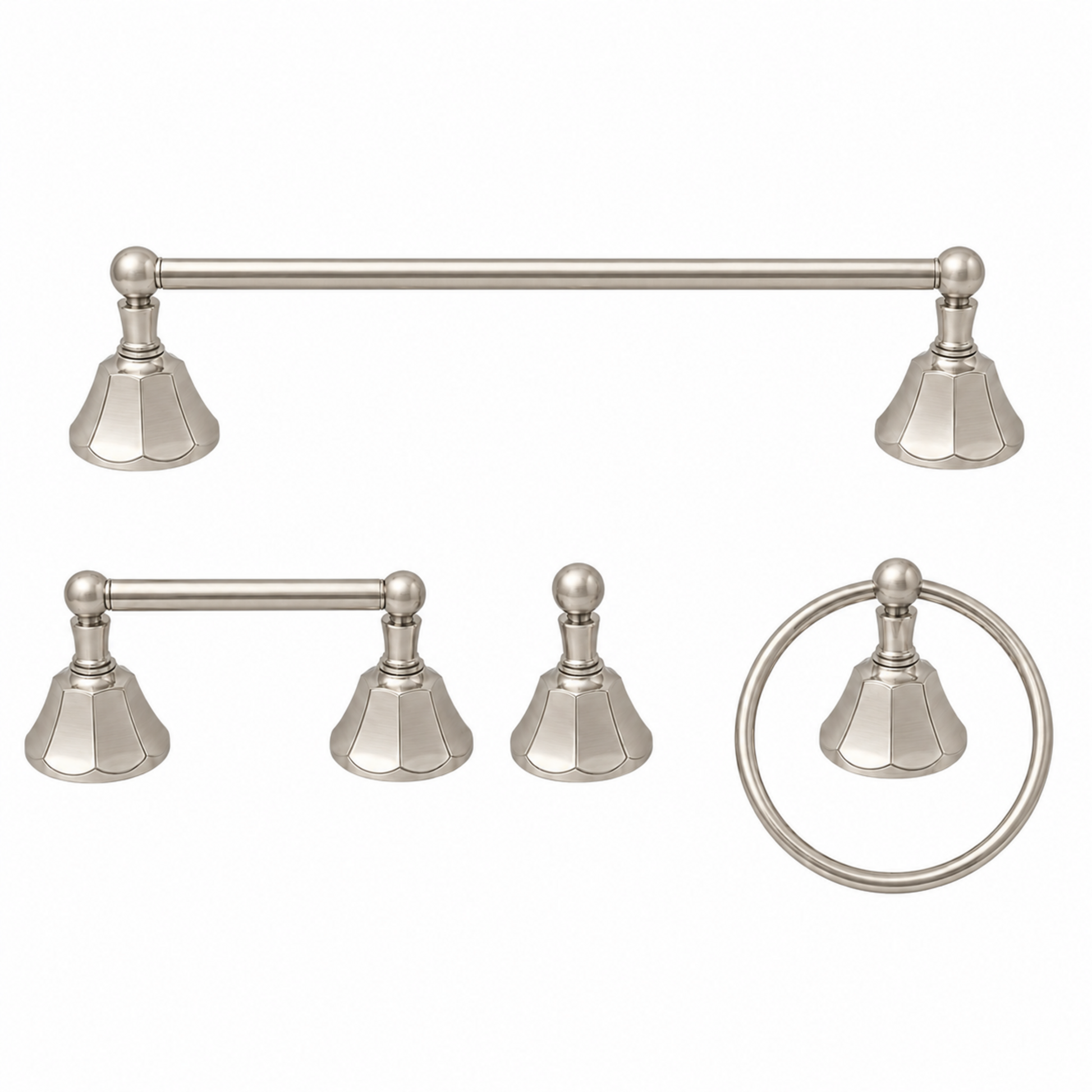 Mississippi 4-Piece Bathroom Accessory Hardware Set P4BMIS18 | Strom Living Matte Nickel 18" - Bathroom Accessories