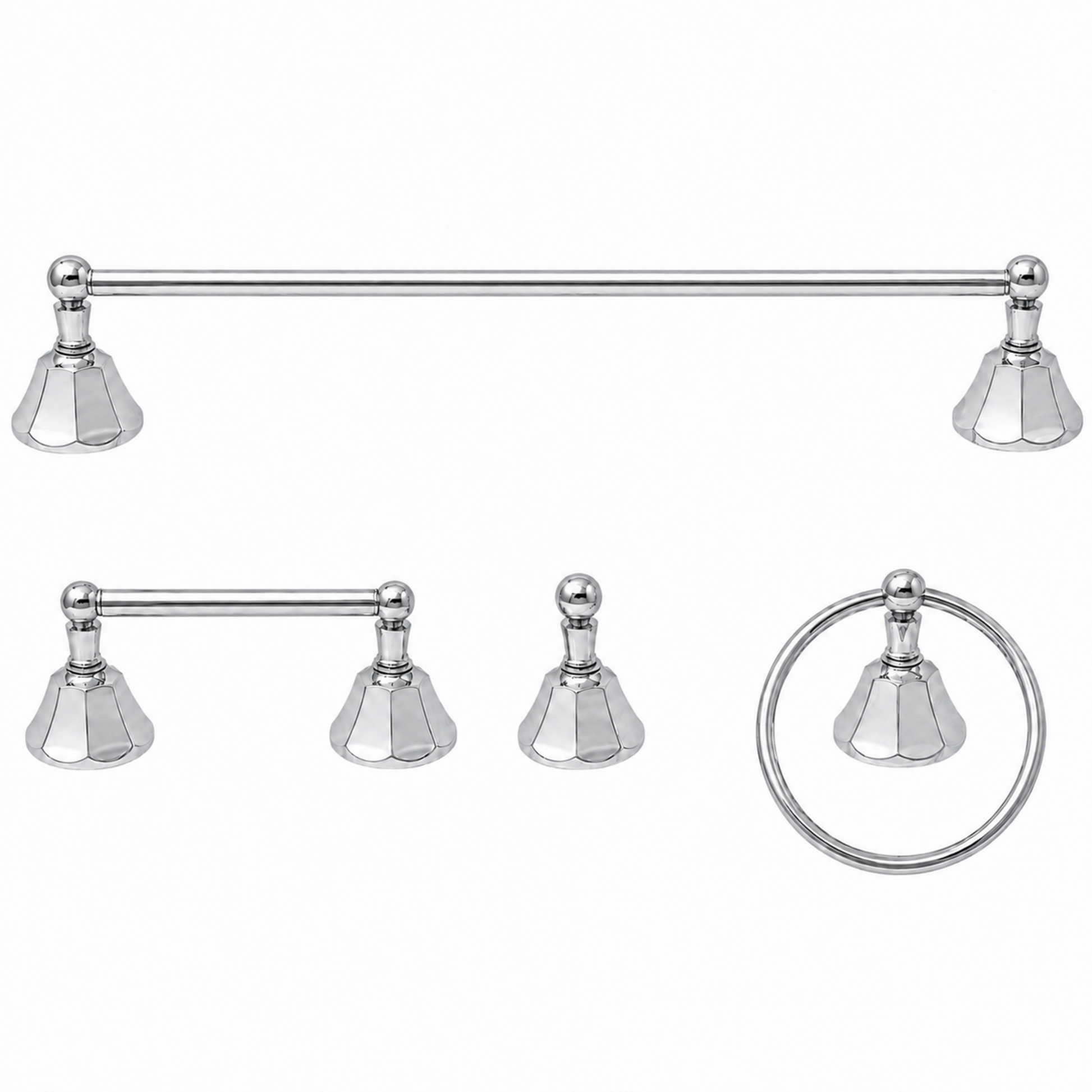 Mississippi 4-Piece Bathroom Accessory Hardware Set P4BMIS18 | Strom Living Chrome 24" - Bathroom Accessories