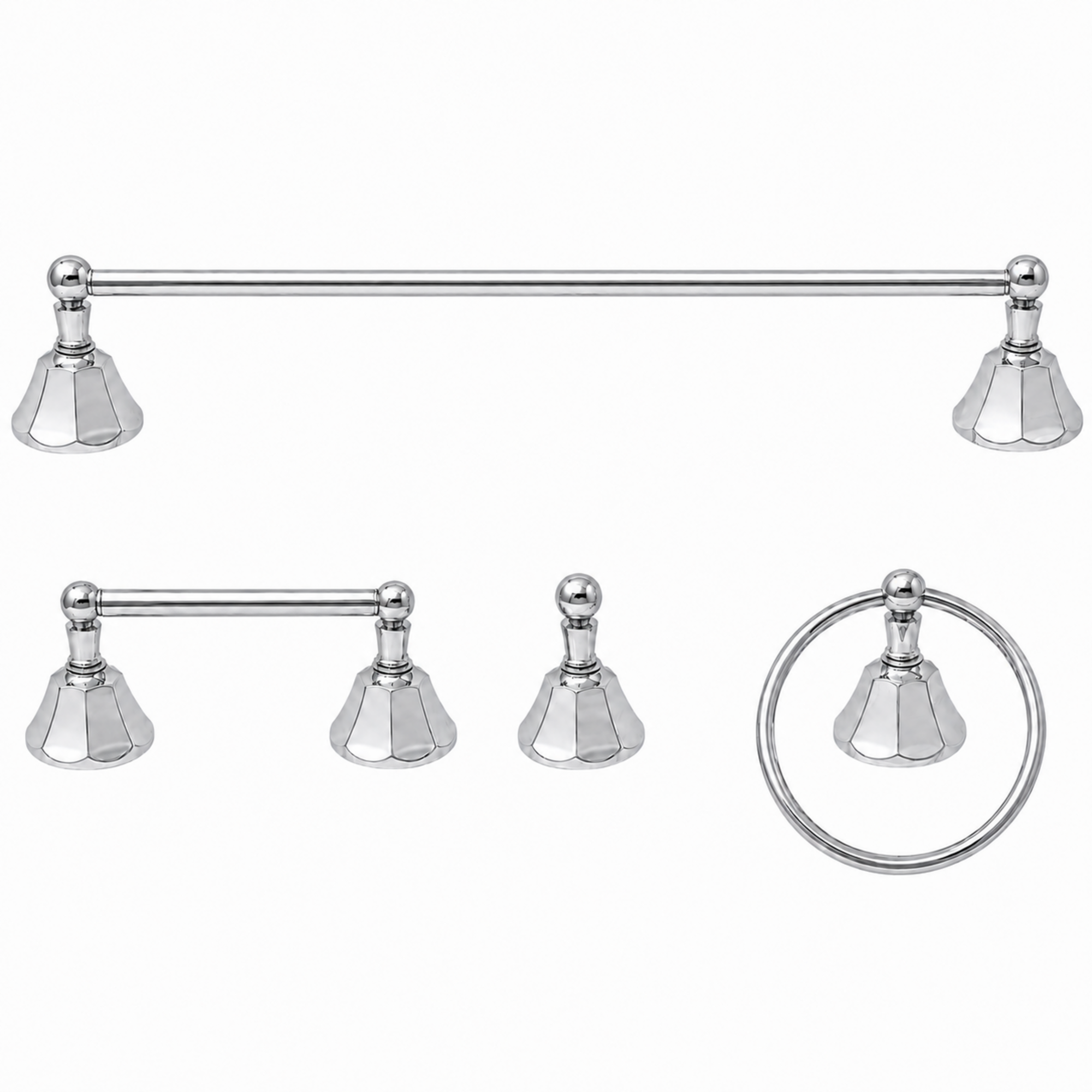 Mississippi 4-Piece Bathroom Accessory Hardware Set P4BMIS18 | Strom Living Chrome 24" - Bathroom Accessories