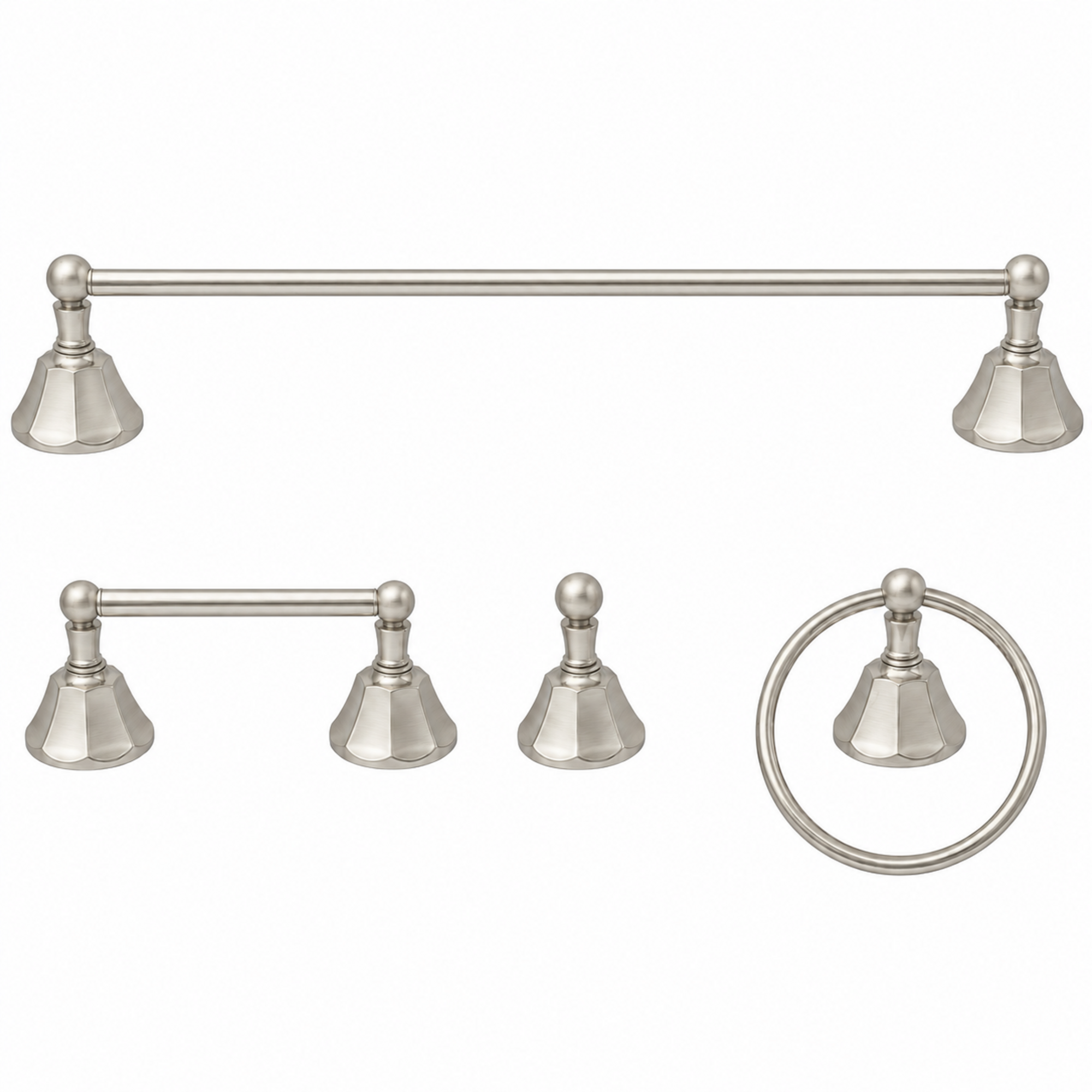 Mississippi 4-Piece Bathroom Accessory Hardware Set P4BMIS18 | Strom Living Matte Nickel 24" - Bathroom Accessories