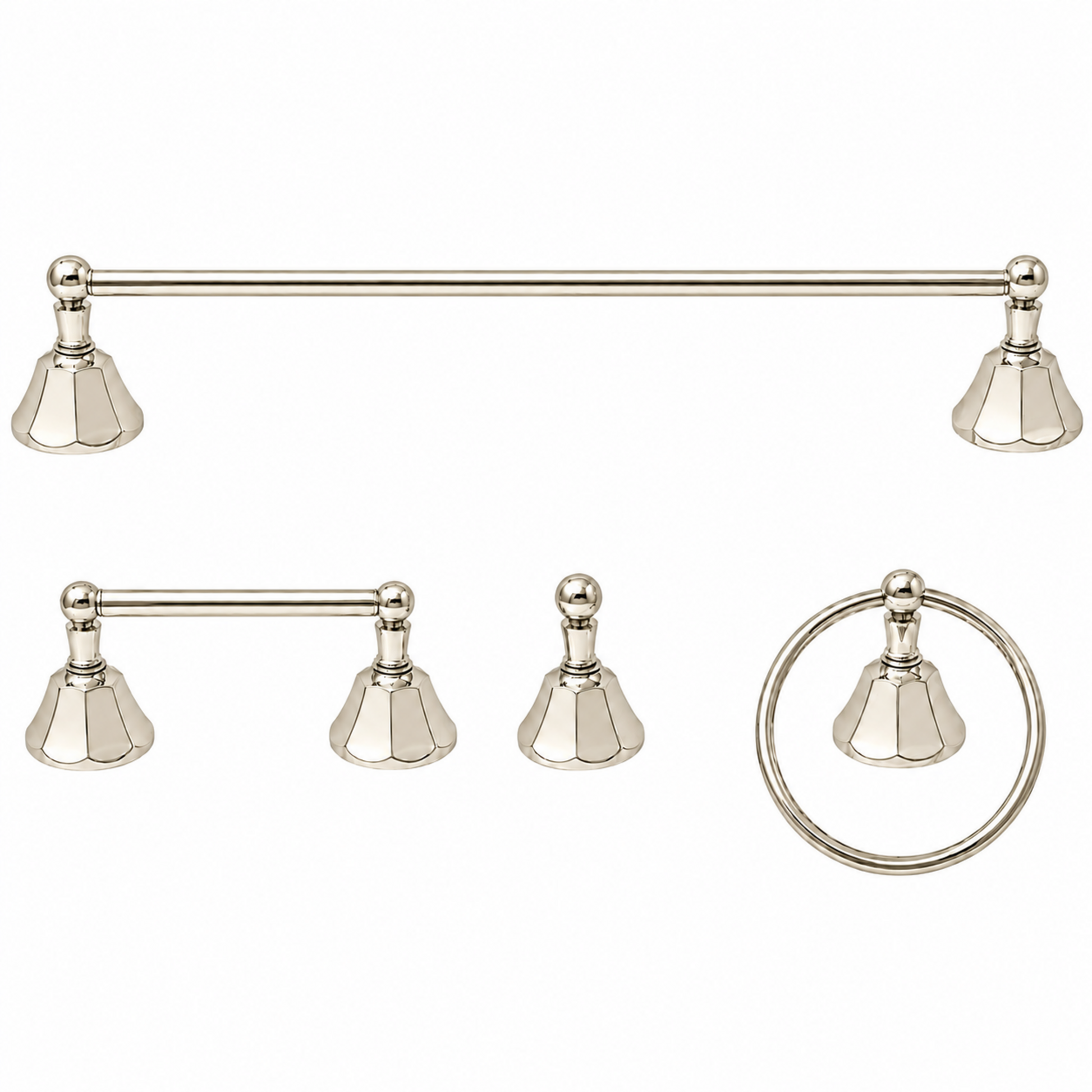 Mississippi 4-Piece Bathroom Accessory Hardware Set P4BMIS18 | Strom Living Polished Nickel 24" - Bathroom Accessories