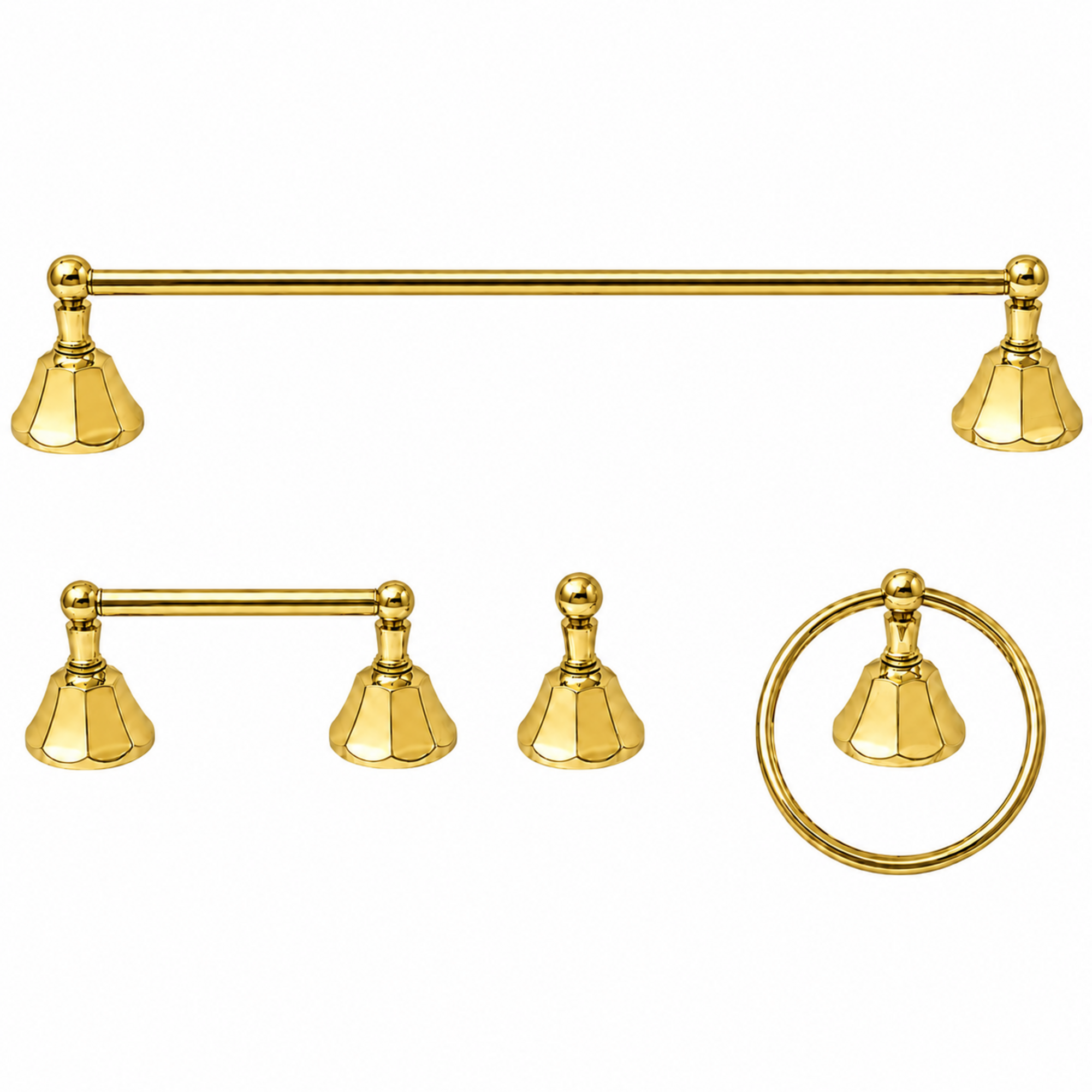 Mississippi 4-Piece Bathroom Accessory Hardware Set P4BMIS18 | Strom Living Polished Brass 24" - Bathroom Accessories